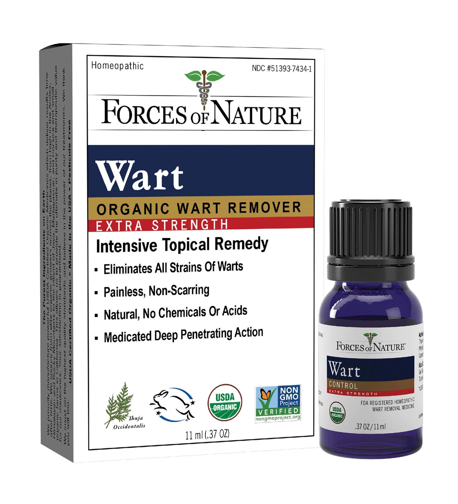 Natural Organic Wart Remover by Forces Of Nature - 11ml, Non-GMO, Chemical-Free for Common, Plantar, Flat, Filiform & Body Warts - Buy Online on SooperMarket.com