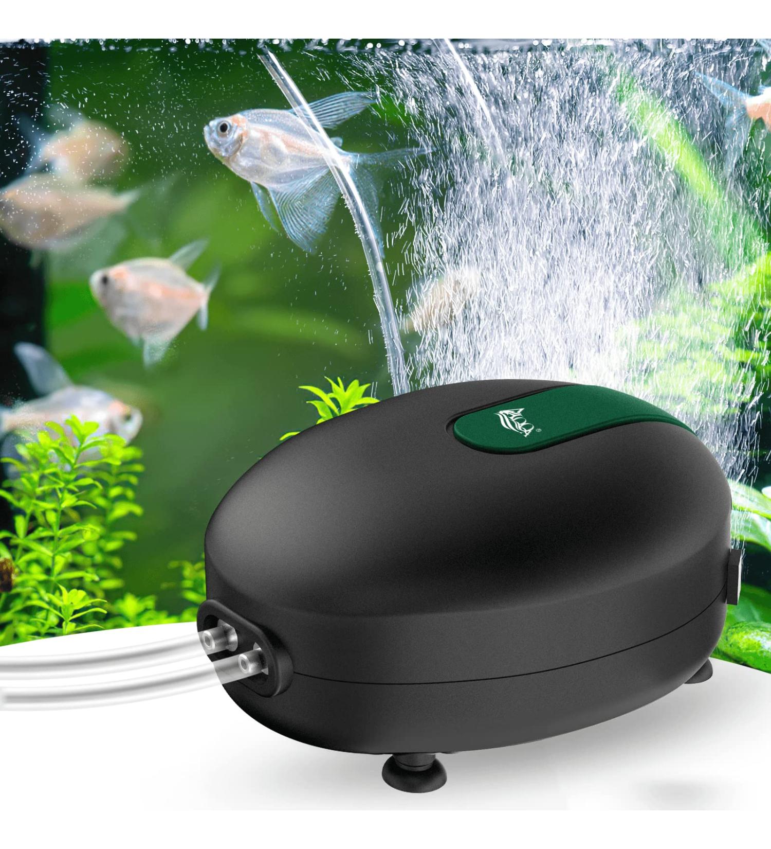 AQQA Ultra Quiet Aquarium Air Pump | 8W Adjustable Oxygen Pump with Double Outlet for 1200L - International Shipping - Buy Online on SooperMarket.com