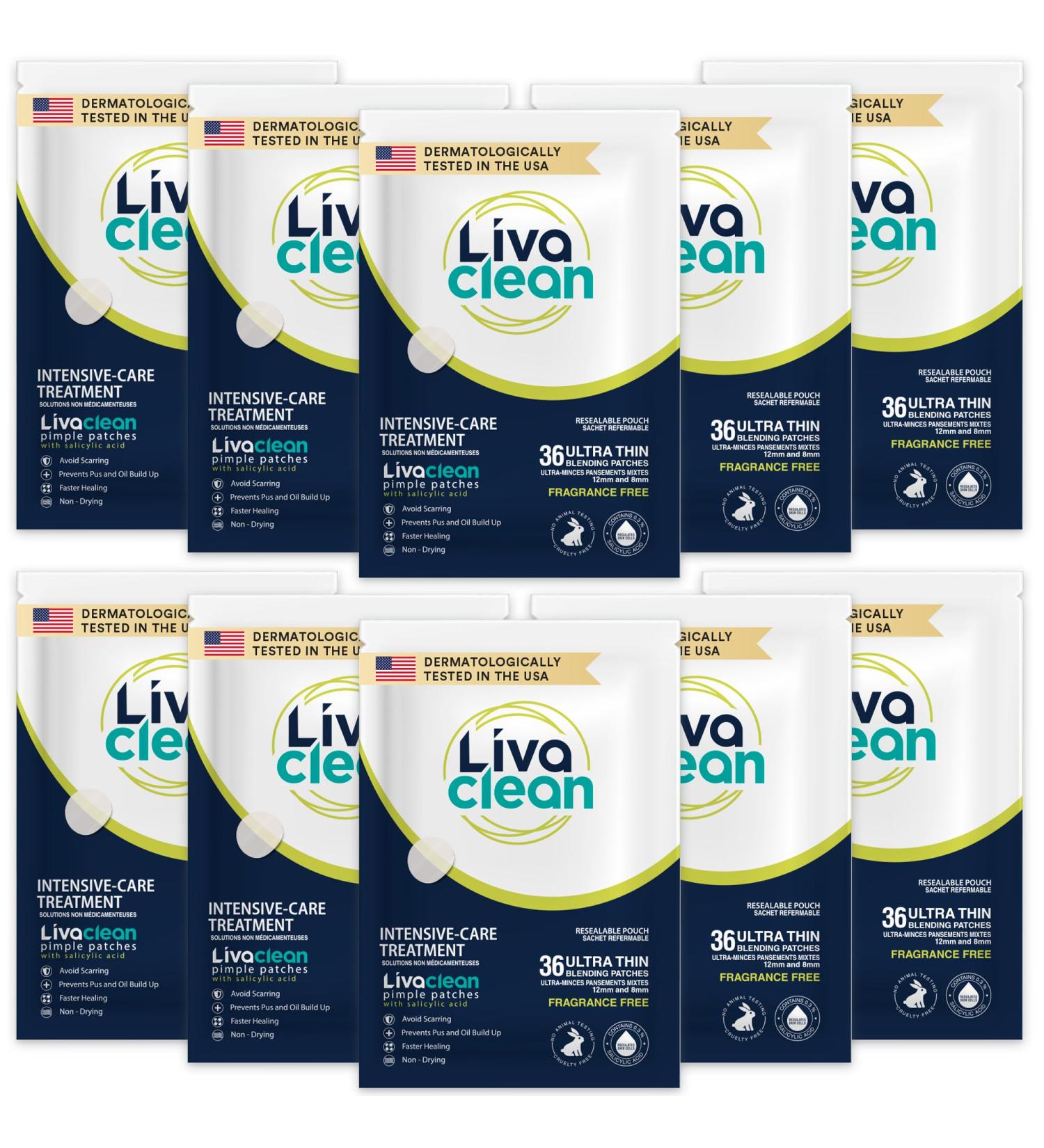 LivaClean (360 Count 10 Pack) Hydrocolloid Patches w/Salicylic Acid - Hydrocolloid Patch Face Hydrocolloid Patches Overnight Face Patches 10 Pack 360 Count S.acid Patches - Buy Online on SooperMarket.com