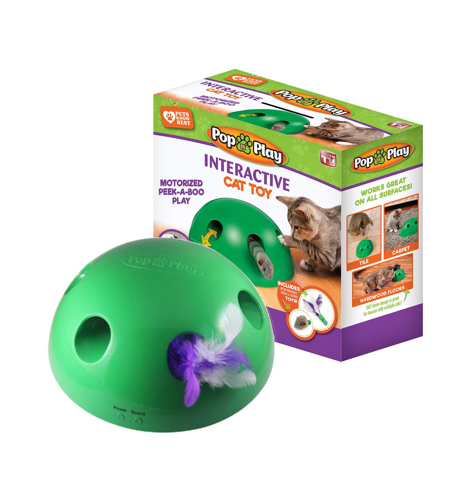 Pop N Play Interactive Motion Cat Toy | Electronic Smart Feather & Mouse Teaser | Cat Mouse Squeak Sound | Auto Shut Off | Best Cat Toy Ever! - Buy Online on SooperMarket.com