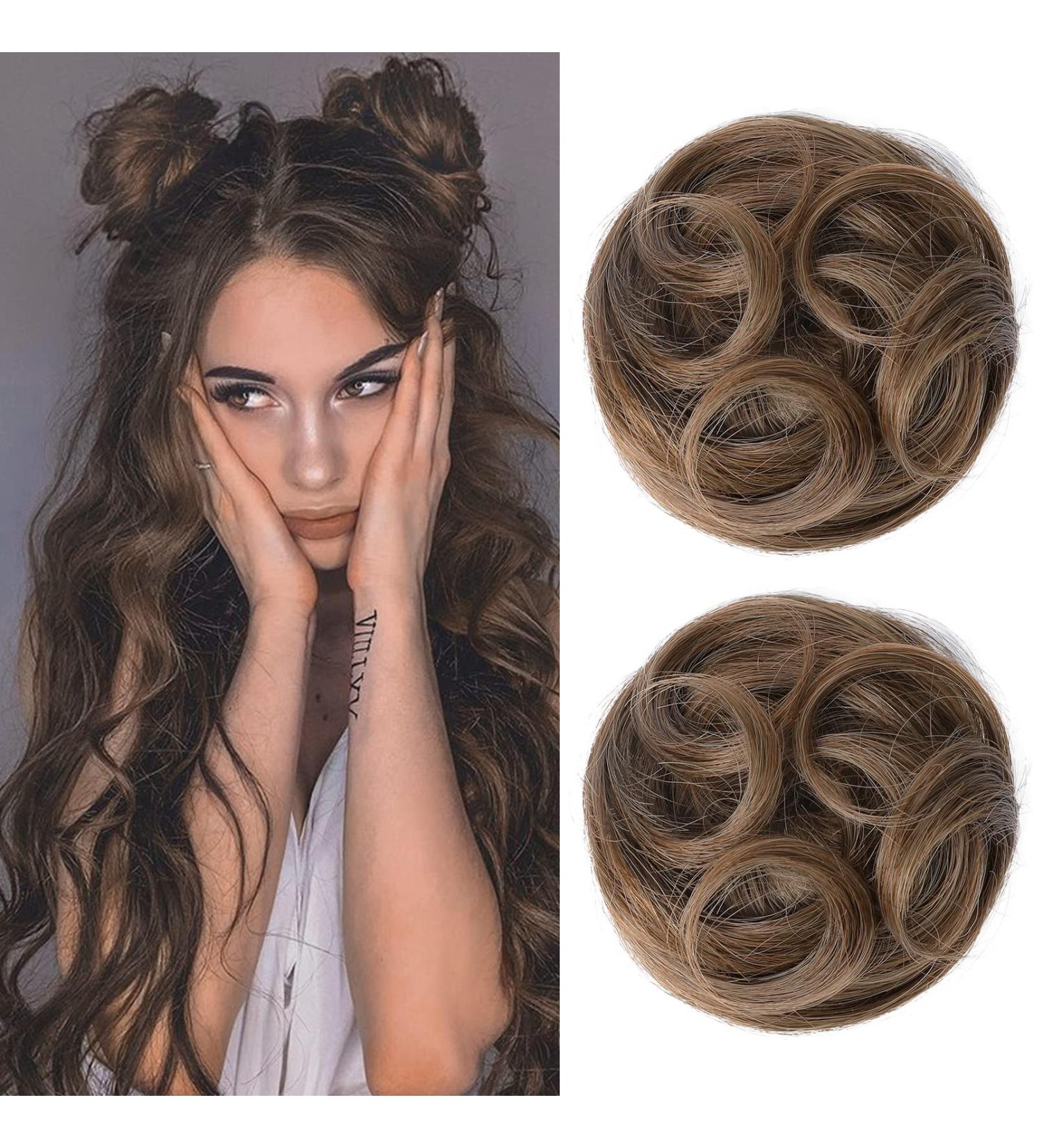 REECHO 2 PCS Mini Claw Clip in Messy & Cat Ears Hair Bun Extensions Wig Accessory Updo Hairpieces for Women Girls (Pack of 2-3.5" Wavy Ginger Brown) Pack of 2 - 3.5" Wavy Ginger Brown - Buy Online on SooperMarket.com