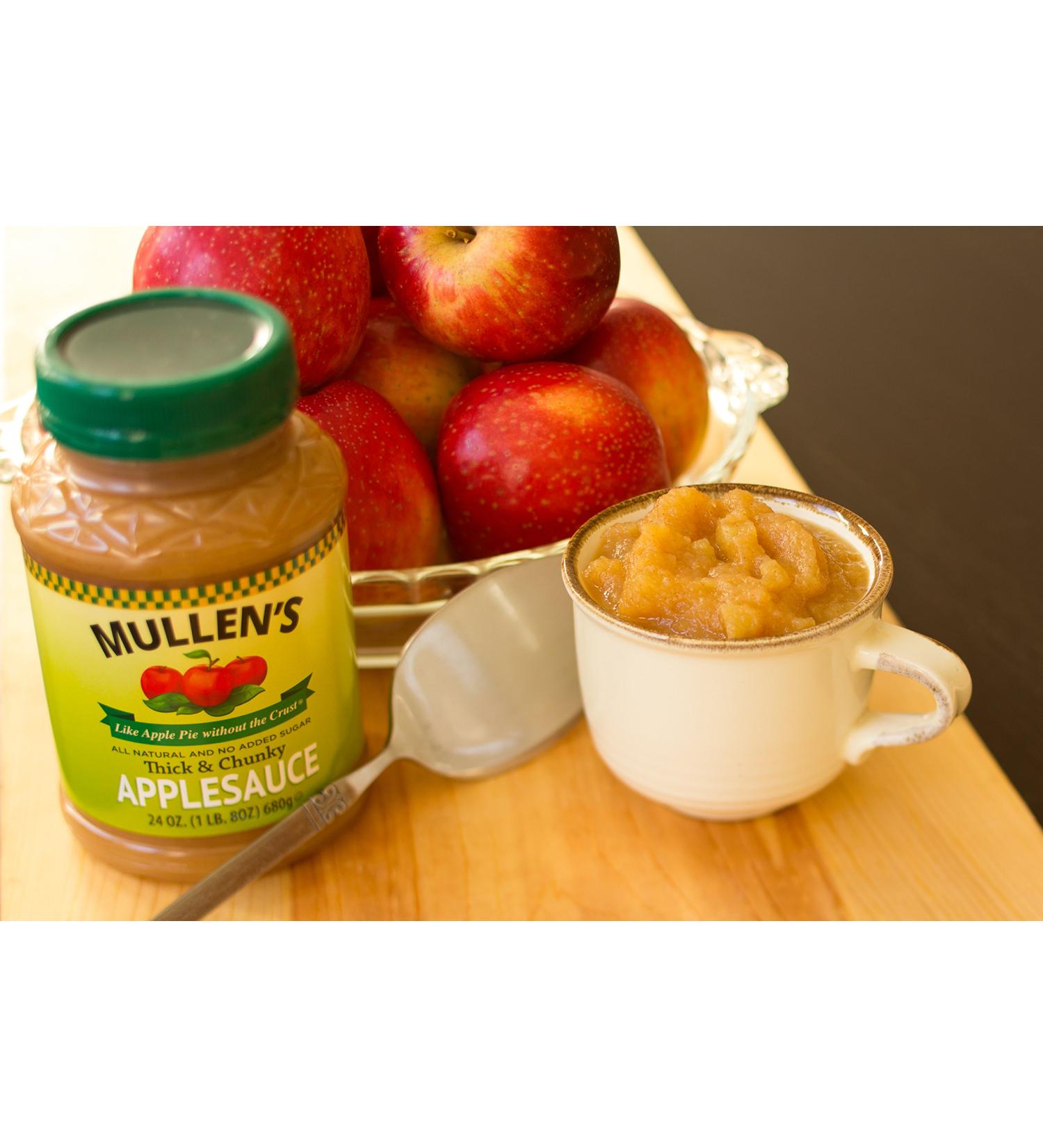 Mullen's Applesauce - Apple Pie Flavor, Less Sugar Recipe (24oz, Pack of 12) - Buy Online on SooperMarket.com