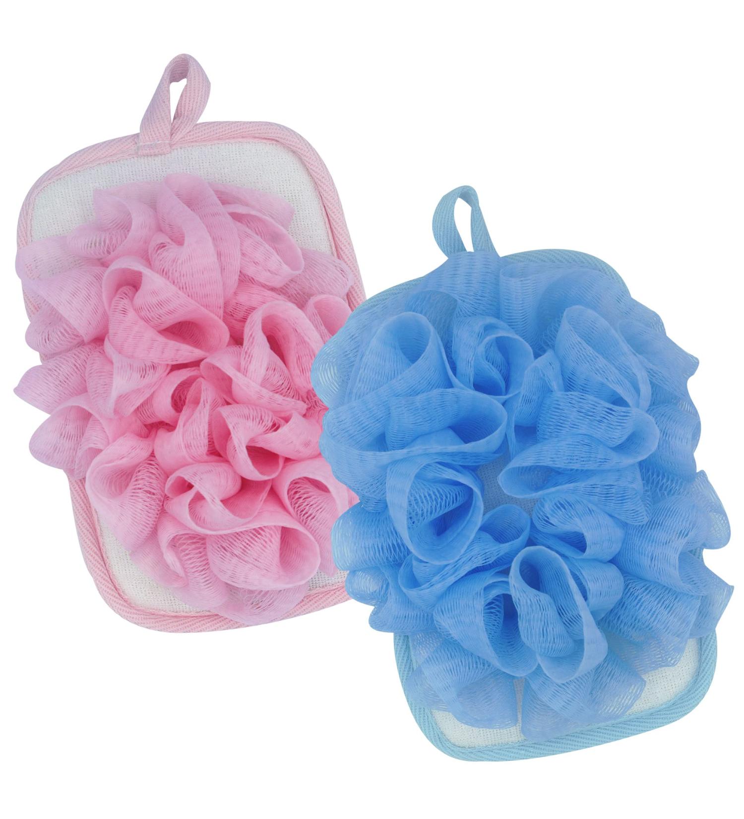 Bleu Bath Exfoliating Body Loofah Mitt Pad (2 Pack) with Elastic Hand Strap - Shower Sponge Scrubber - Buy Online on SooperMarket.com