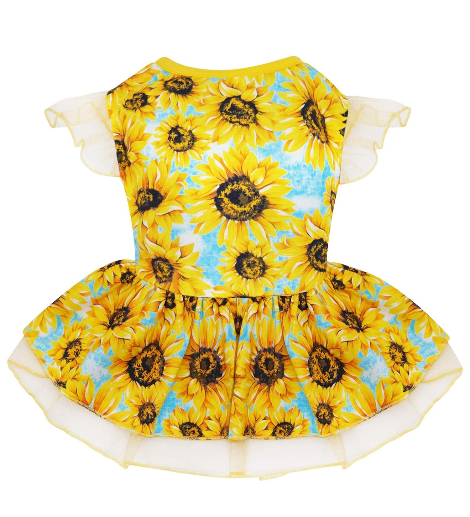 KYEESE Sunflower Dog Dress for Medium Dogs | Ruffle Sleeves Dog Apparel - Buy Online on SooperMarket.com