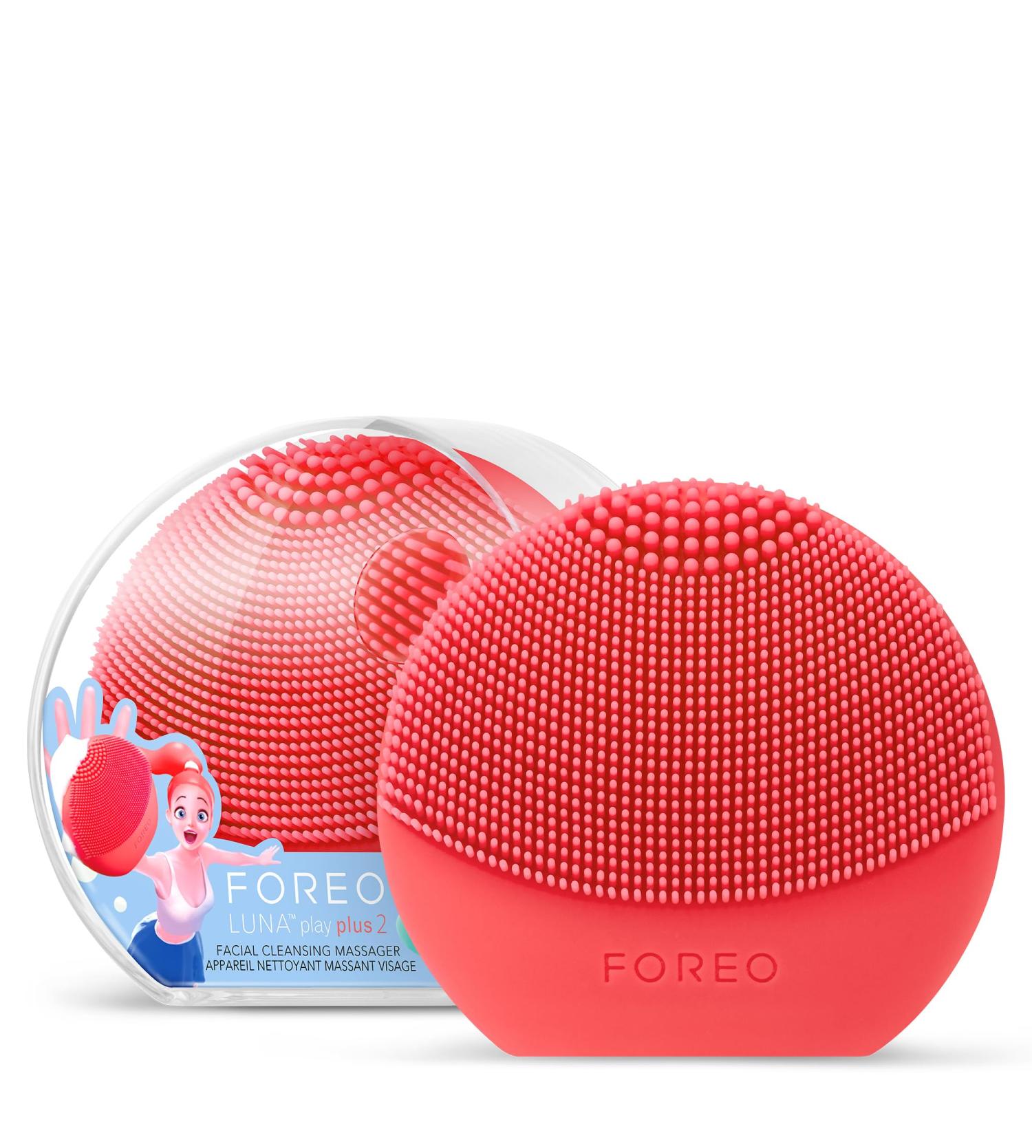 Foreo Luna Play Plus 2 | Ultrahygienic Facial Cleaning Brush for All Skin Types | Travel-Friendly Face Massage Device | Deep Clean in 1 Minute | Peach of Cake - Buy Online on SooperMarket.com