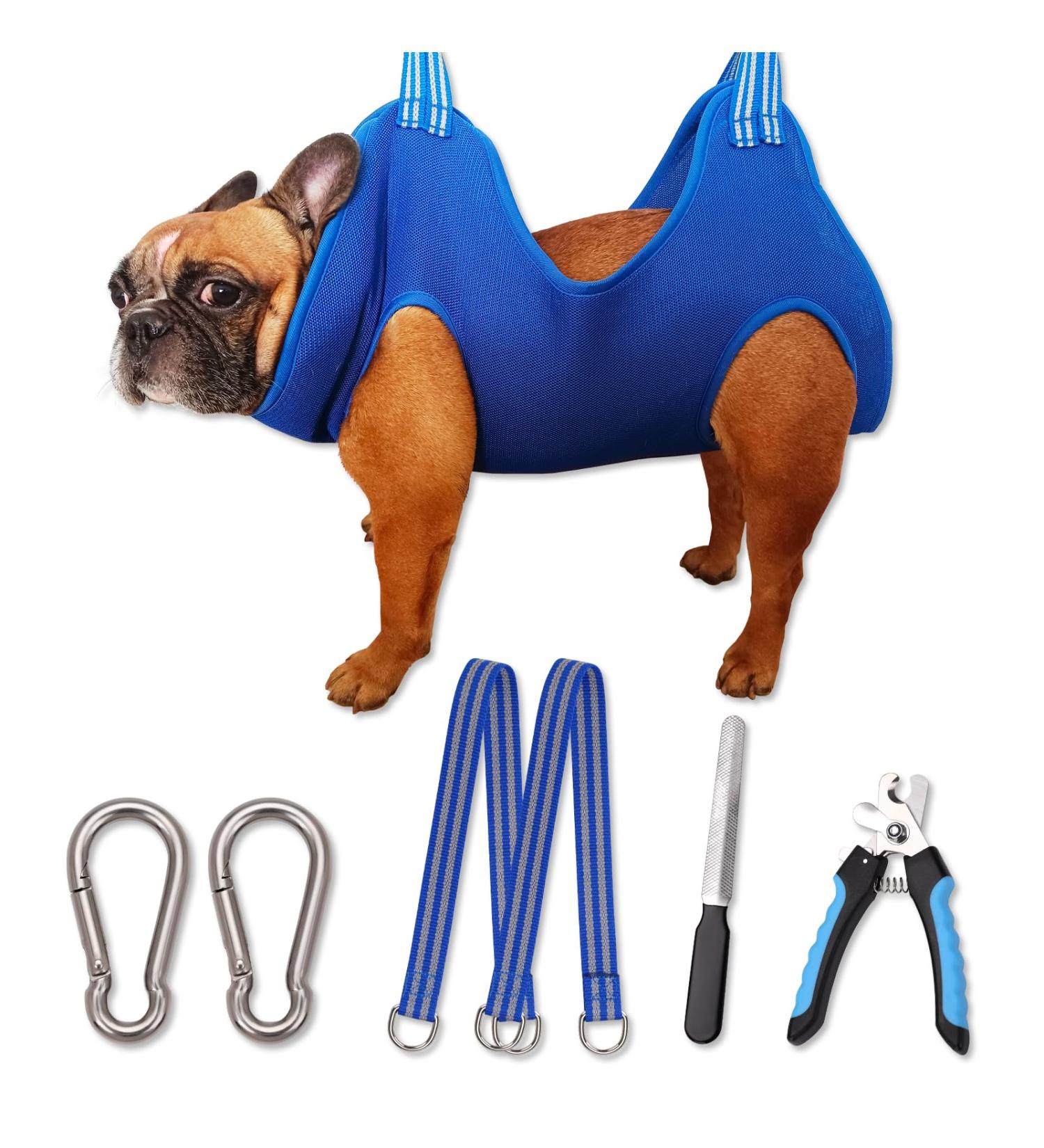 Ovtexzog Dog Care Hamper | Claw Cutting Aid & Hammock for Dogs (Medium 20kg Max Blue) - Pet Grooming Essential - Buy Online on SooperMarket.com