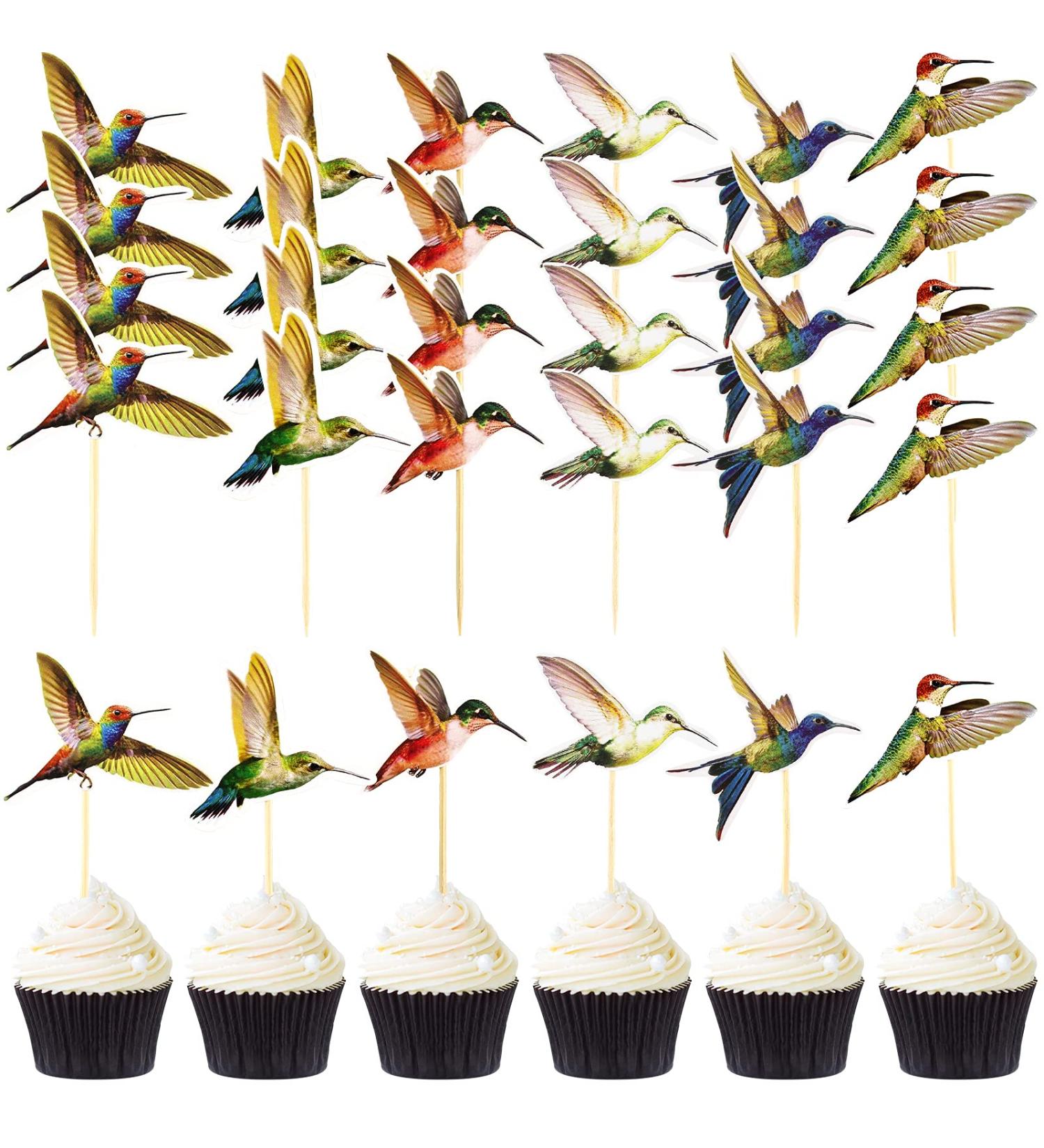 24 Pieces Hummingbird Cupcake Topper Hummingbird Cake Bird Decoration Cupcake Picks Toothpicks with Hummingbird Shape Hummingbird Cake Bird Decoration for Birthday Christmas Party Cake Decoration - Buy Online on SooperMarket.com