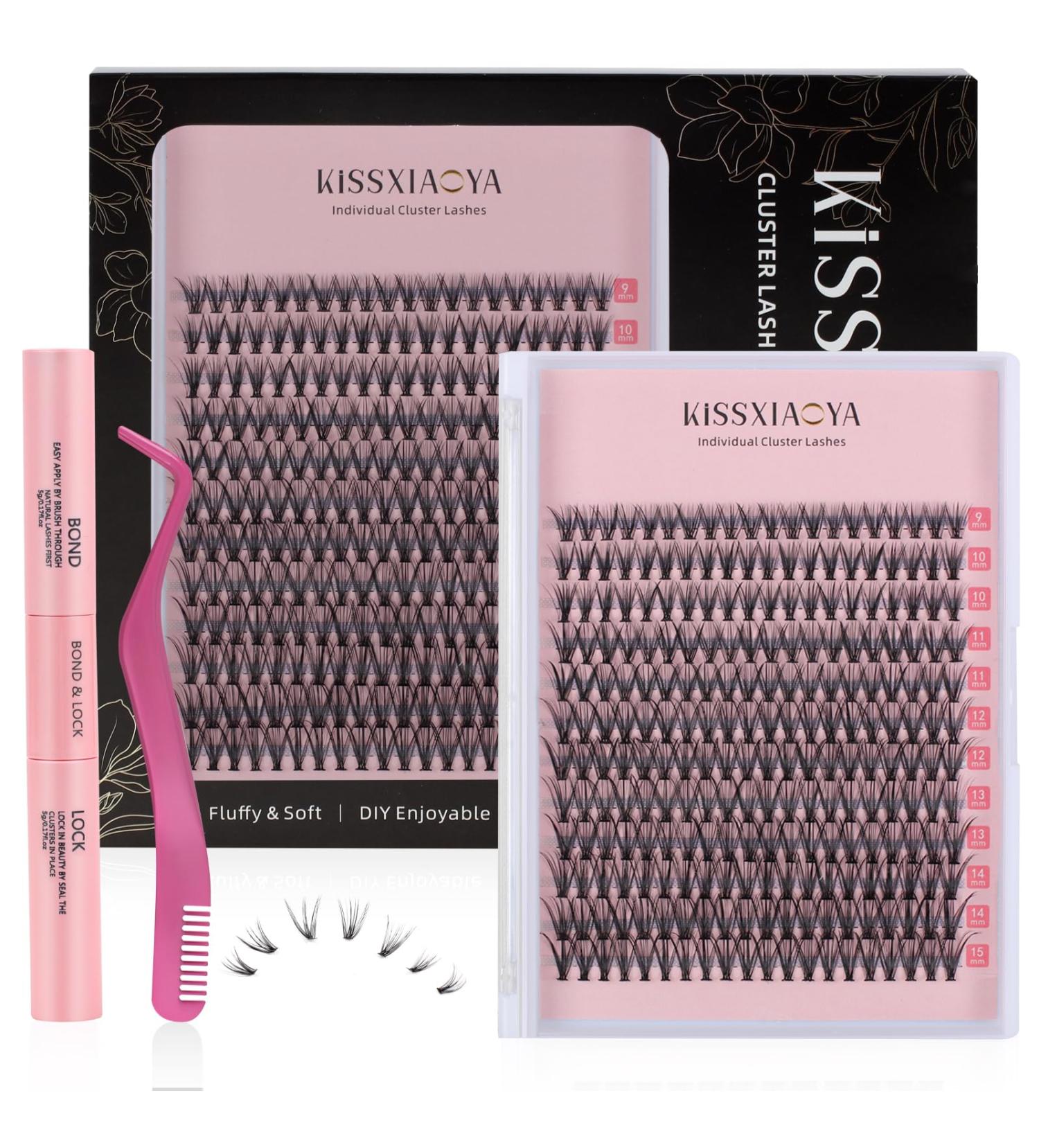 Cluster Eyelash Extensions Kit 240Pcs 30D 0.07 DCurl Mix 9-15mm Lashes - DIY Individual Soft Natural False Eyelashes with Bond, Seal & Applicator - 30P Kit - Buy Online on SooperMarket.com