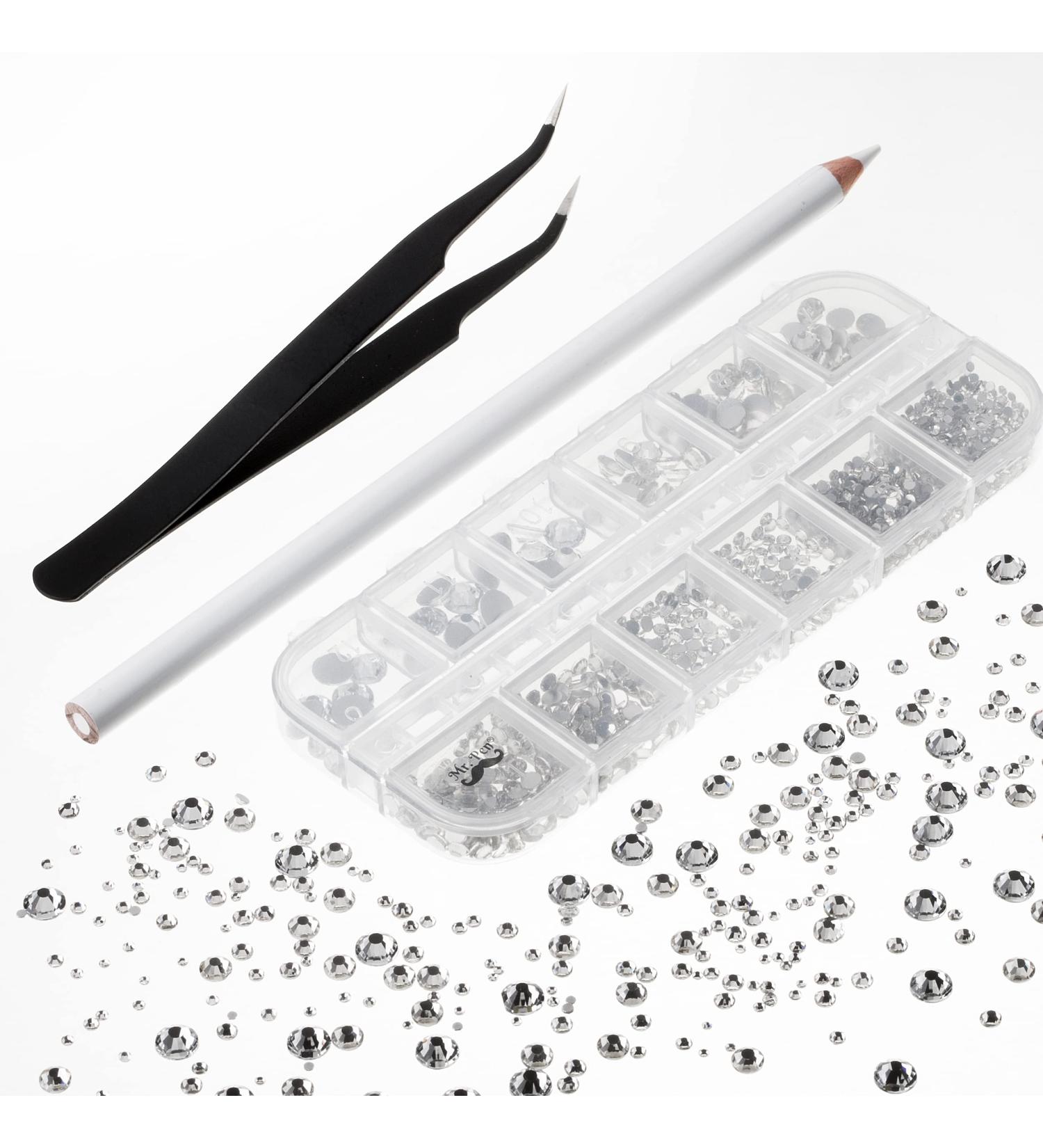 Mr. Pen 2000 pcs Rhinestones Set with Tweezer and Picking Pen for Crafts, Face, Nails, Makeup - Flat Back Round Rhinestones - Buy Online on SooperMarket.com
