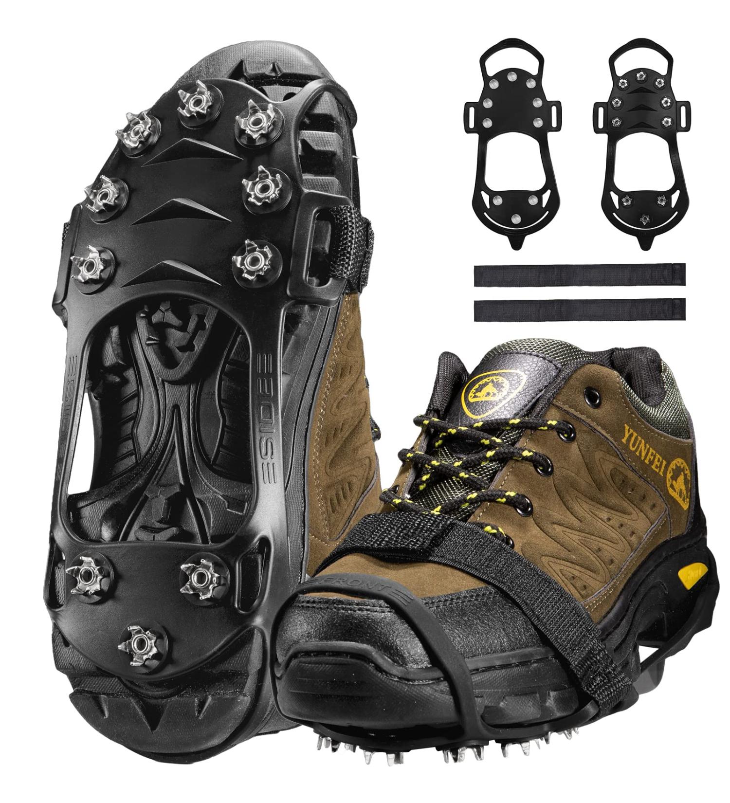 High-Performance Ice Klampen Crampons 10 Teeth Spikes for Enhanced Grip on Shoes | Anti-Slip Spikes for Winter Hiking & Walking - Buy Online on SooperMarket.com