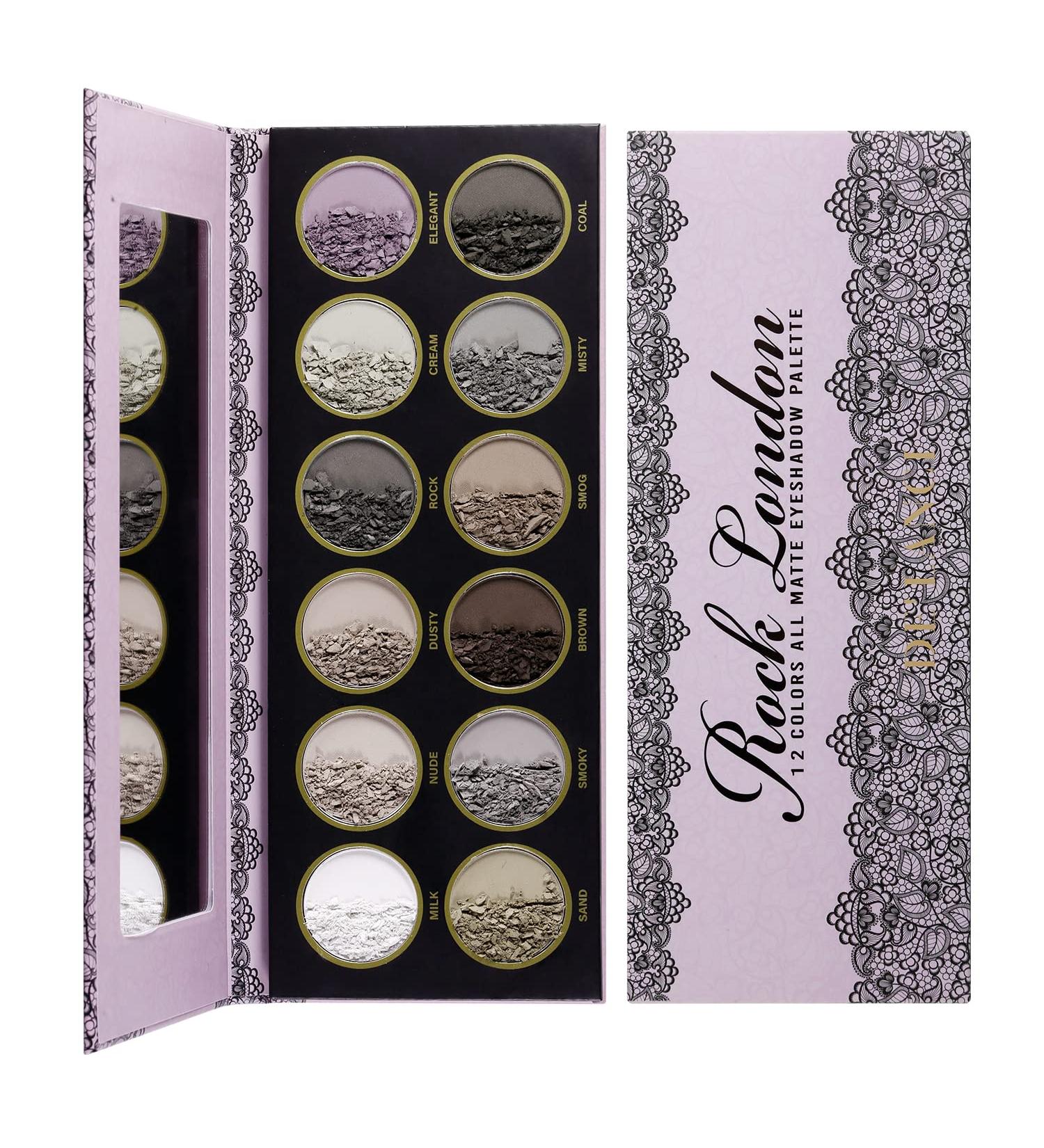 DE LANCI Matte Eyeshadow Palette - 12 Natural Shades for Older Women, Cool Gray Tones, Talc-Free, Mirror Included - Buy Online on SooperMarket.com