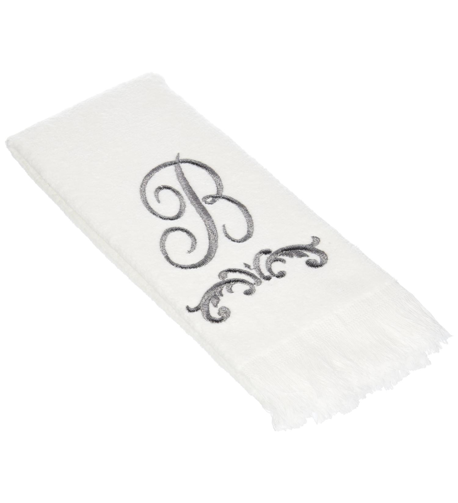 Avanti Linens - Fingertip Towel, Soft & Absorbent Cotton Towel (Monogram Collection, Initial A), White A Fingertip