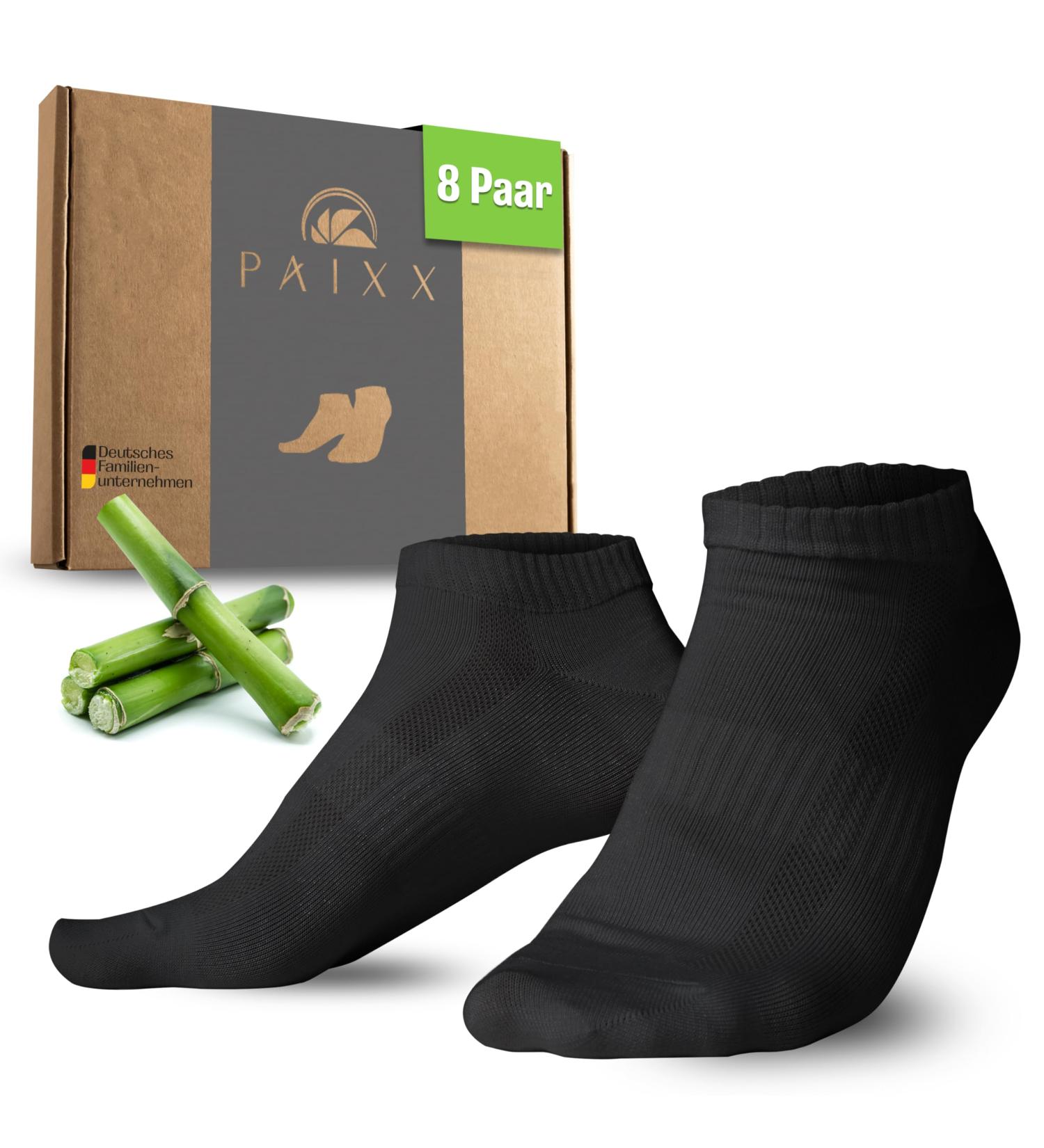 Paixx Premium Bamboo Sneaker Socks 8 Pack | Breathable Antibacterial Ankle Socks for Men & Women | Sizes 39-42 & 43-46 | Lint-Free Anti-Smell Black Socks - Buy Online on SooperMarket.com
