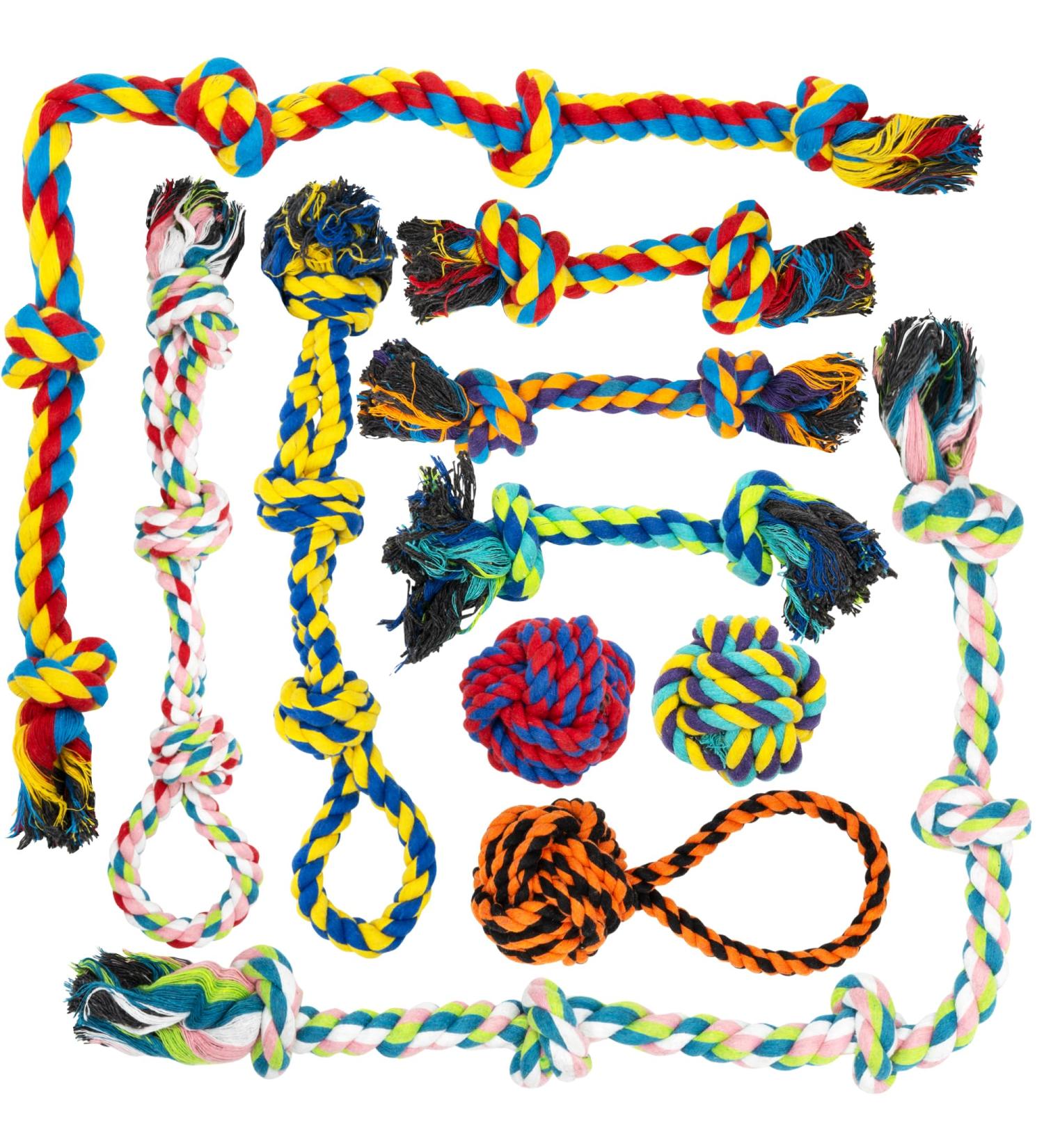 Fur & Bone 10 Pack Dog Rope Toy Dog Chew Toys for Aggressive Chewers - Cotton Puppy Toys | Dog Toys Indestructible for Dog Chews | Dog Toy Indestructible Dog Toys Dog Accessories Chew Toys for Dogs - Buy Online on SooperMarket.com