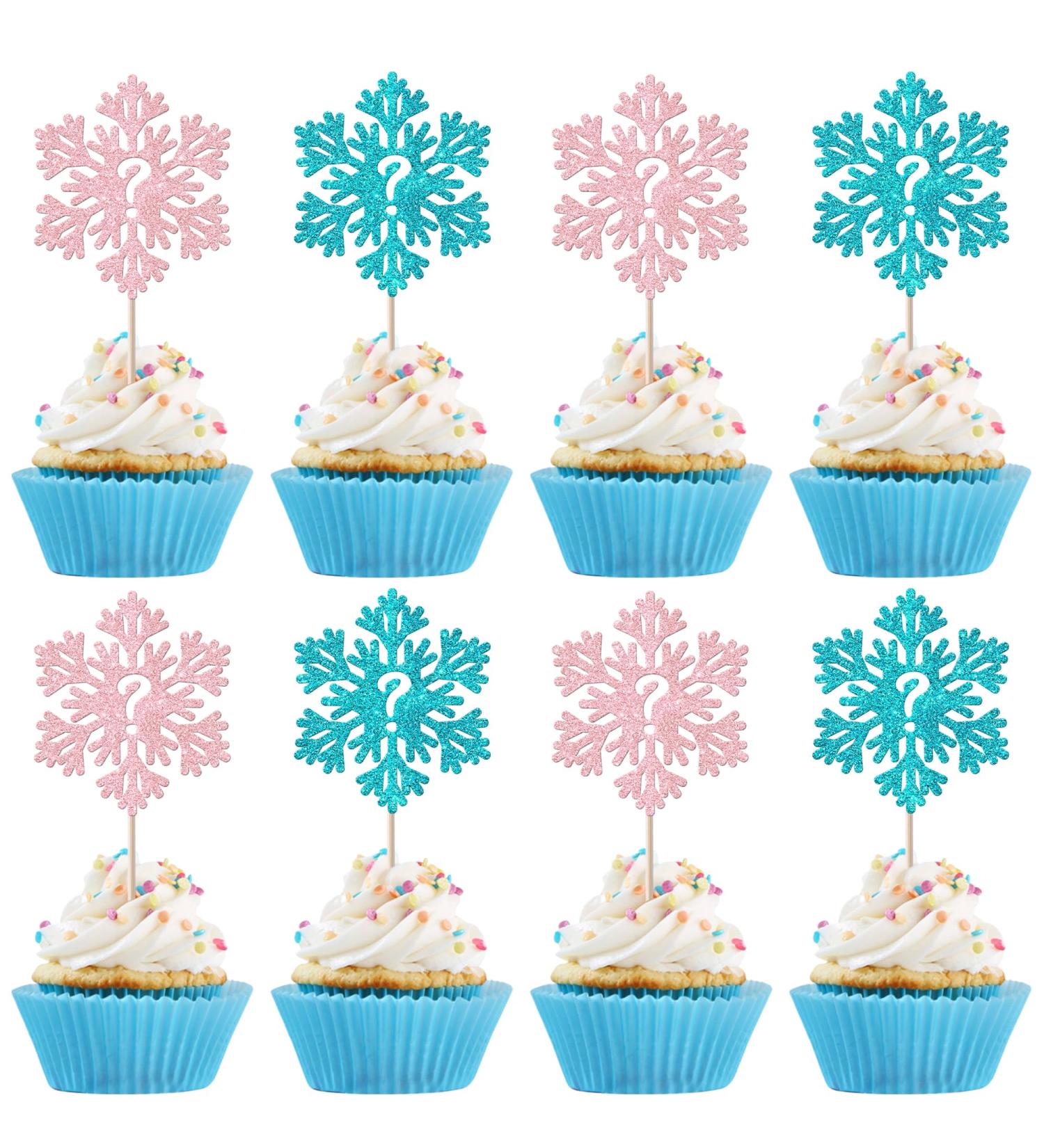 24 Pack Snowflake Gender Reveal Cupcake Toppers Pink Blue Winter Snowflake Cupcake Picks for Baby Shower Winter Wonderland Snowflake Theme Birthday Gender Reveal Party Cake Decorations Supplies 14 - Buy Online on SooperMarket.com