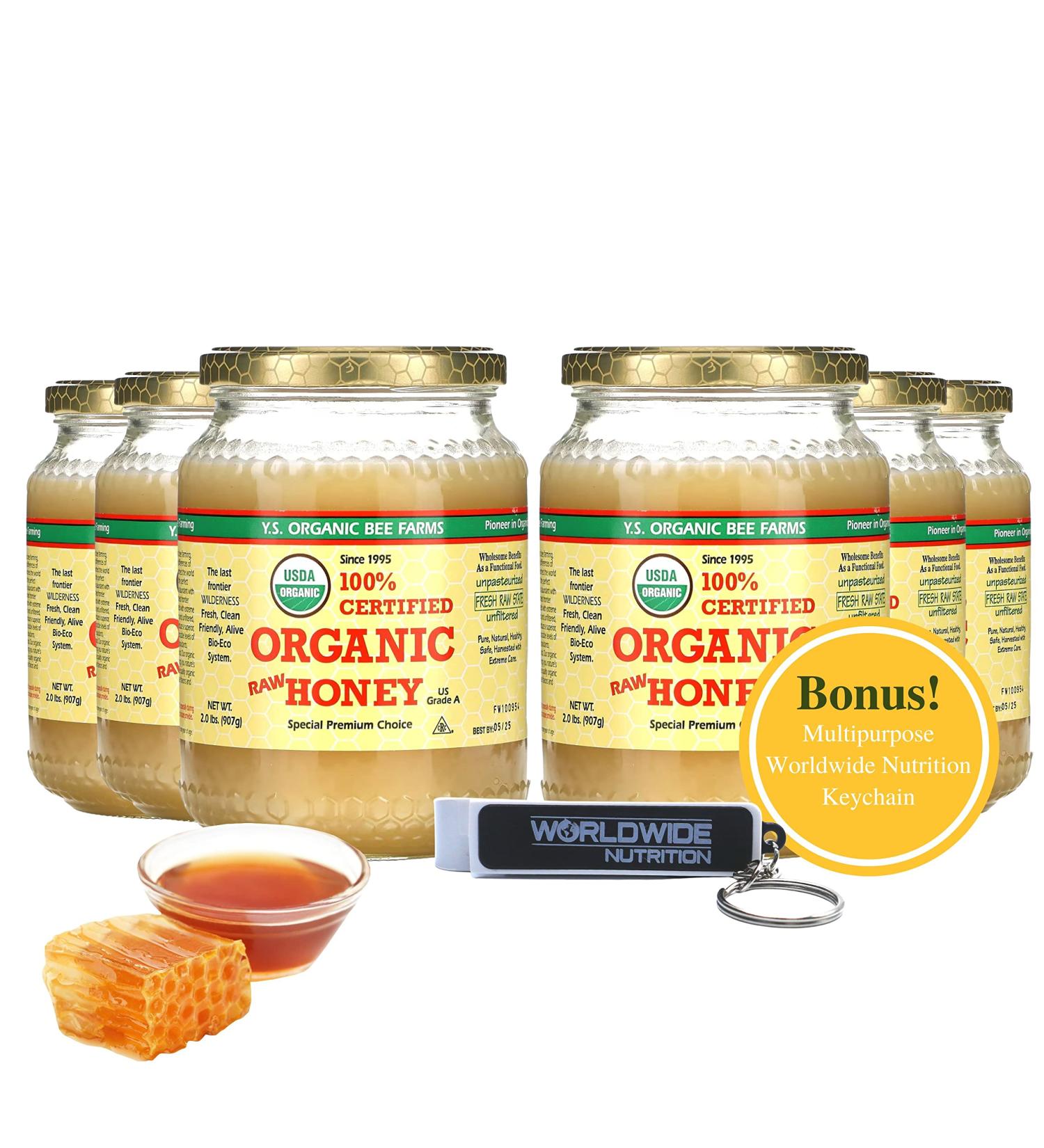 Y.S. Organic Bee Farms 100% Certified Y.S. Organic Raw Honey Unpasteurized Unfiltered Fresh Raw State Kosher Pure Natural Healthy Safe Gluten Free Harvested with Extreme Care 2 Lb (4) - Buy Online on SooperMarket.com