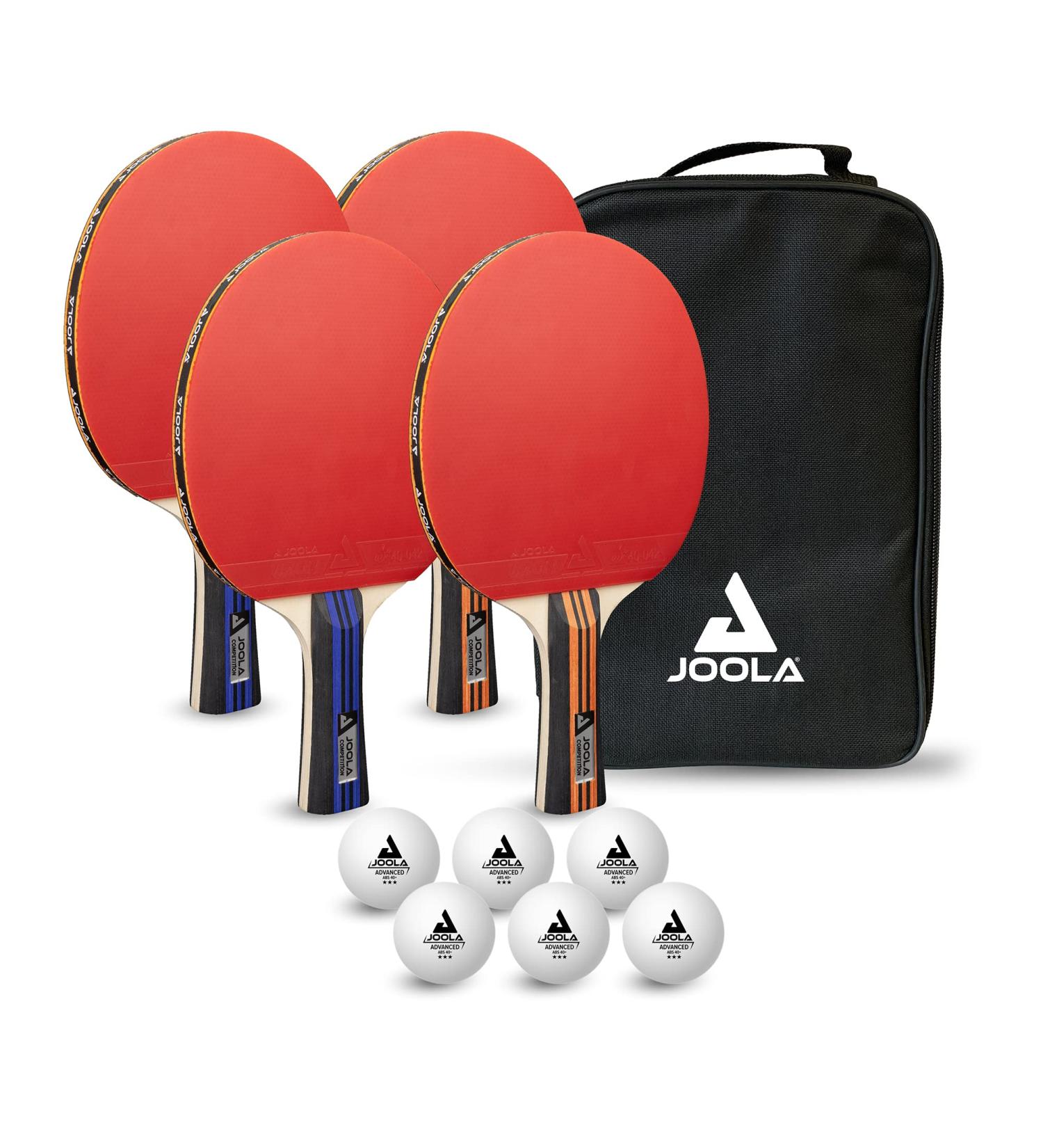 JOOLA Advanced Table Tennis Paddle Set - Includes 4 Ping Pong Paddles  6 3-Star Ping Pong Balls & Carrying Case - for Intermediate Competitive Matches  Ideal for Teens  Adults  & High Volume Play - Buy Online on SooperMarket.com