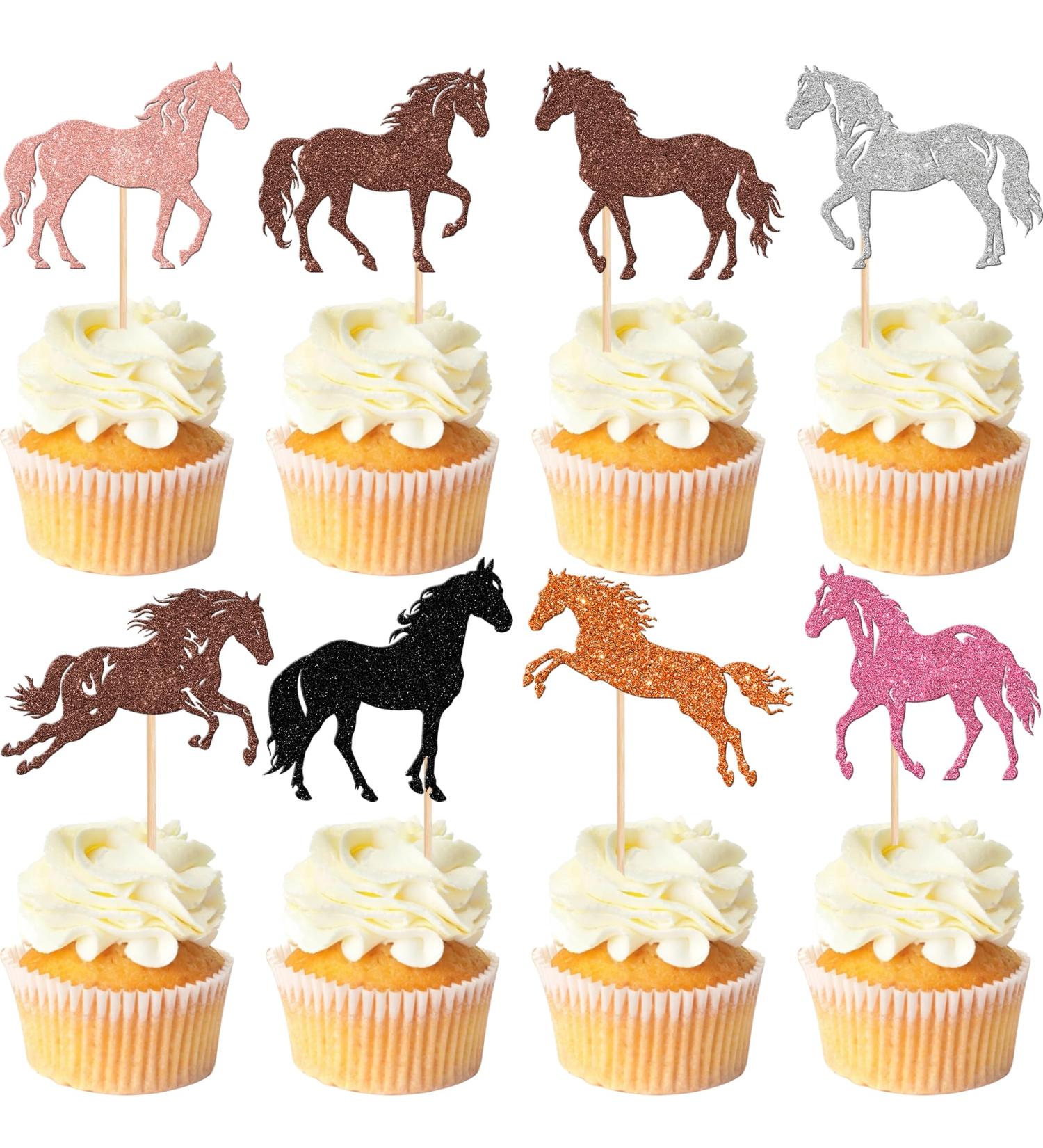 Rsstarxi 24 Pack Horse Cupcake Toppers Horse Cake Decoration Animal Horse Cupcake Picks for Horse Racing Party Equestrian Themed Birthday Baby Shower Party Decorations Multi - Buy Online on SooperMarket.com