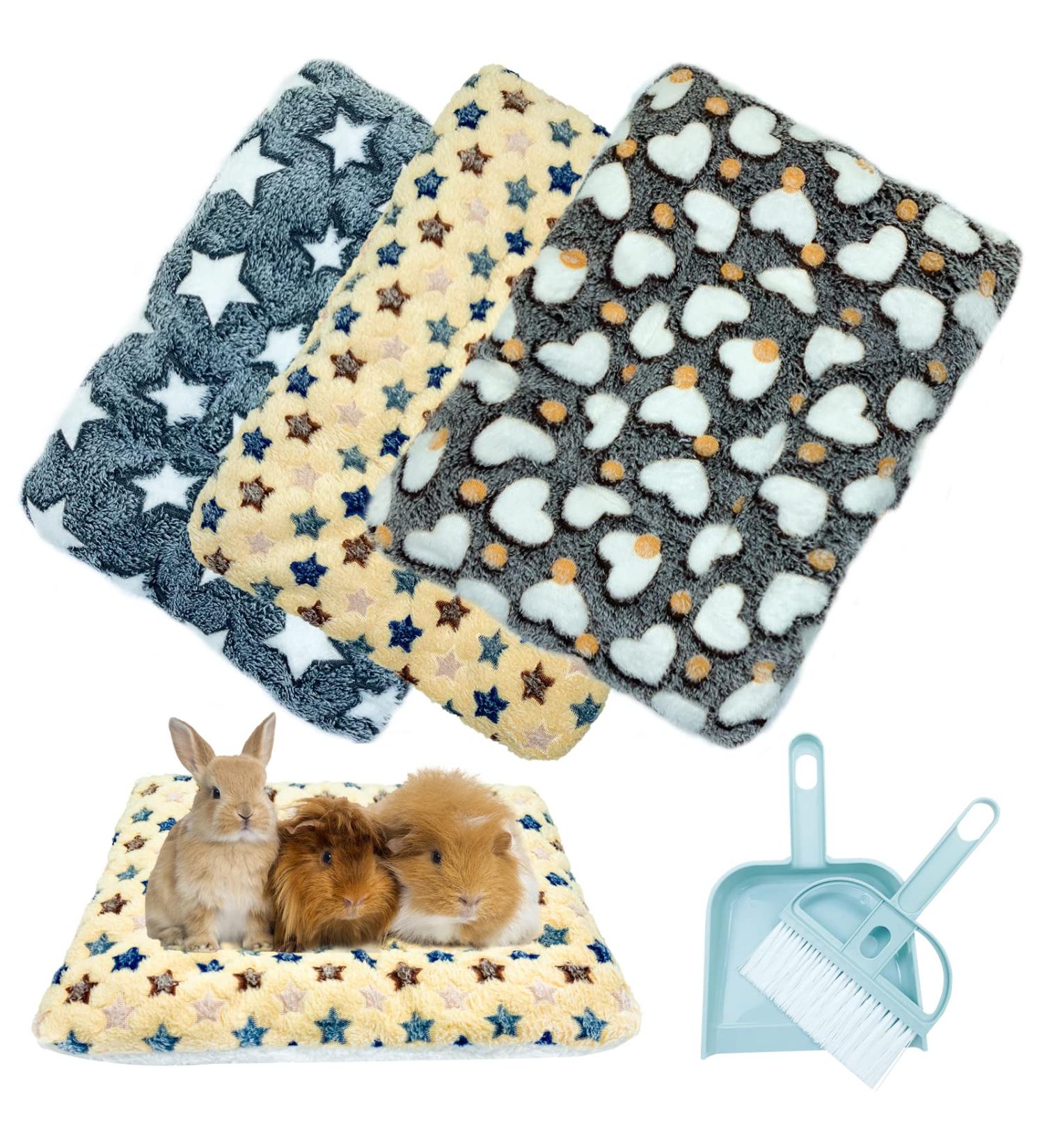 XMPEKO 3 Pack Small Animal Plush Bed - 40 * 30 * 3cm Warm Soft Fleece Guinea Pig Bedding Mat for Cage Accessories for Rabbit Bunny Chinchilla Squirrel Hedgehog Hamster 40*30*3cm - Buy Online on SooperMarket.com