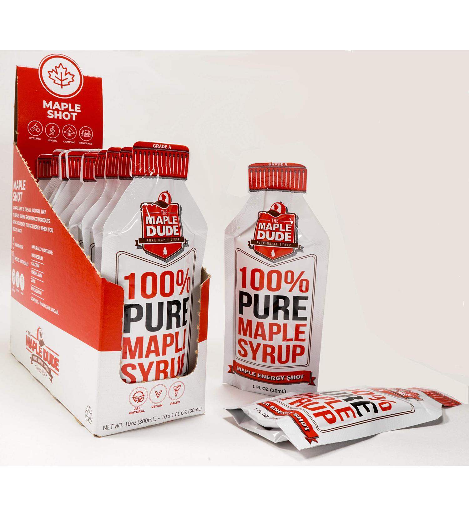 Maple Shot 100% Real Maple Syrup Energy Gel - Travel Size for Hiking, Cycling, Camping - 10-pack - Buy Online on SooperMarket.com