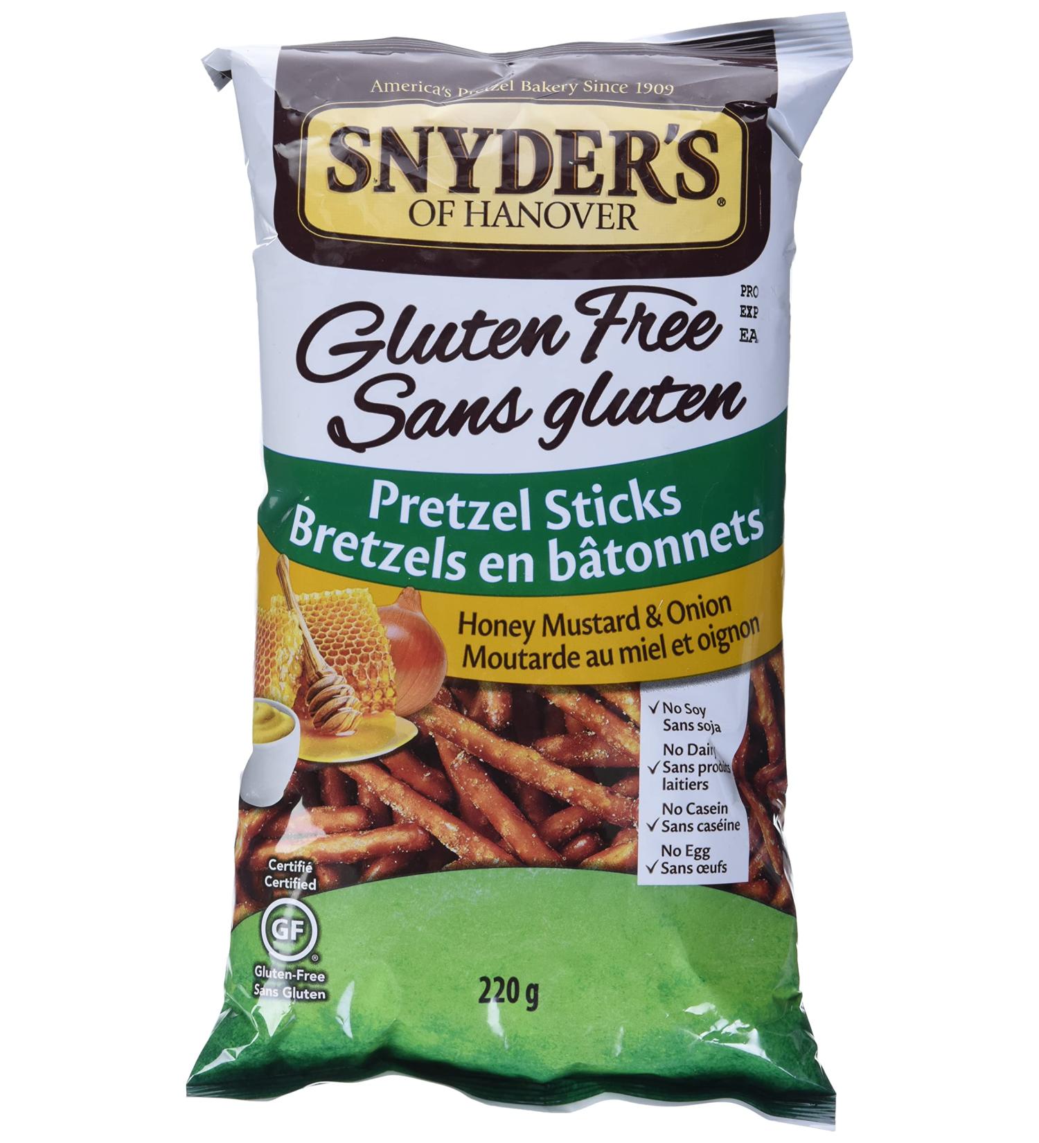 Snyder's Gluten Free Honey Mustard and Onion Pretzel Sticks 220 Grams (Pack of 1) GF Honey Mustard & Onion Sticks - Buy Online on SooperMarket.com