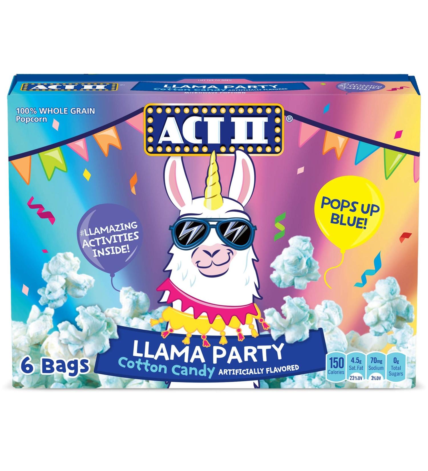 ACT II Llama Party Cotton Candy Flavored Microwave Popcorn - 16.5 oz (Pack of 6) - Buy Online on SooperMarket.com