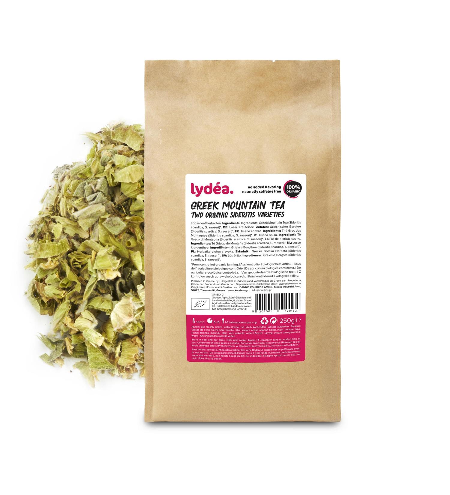 Lydea Organic Greek Mountain Tea 250g Traditional & Authentic Greek Loose Leaf Sideritis Herbal Tea Naturally Caffeine Free Practically Cut - Buy Online on SooperMarket.com