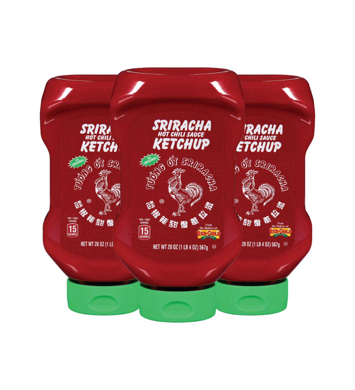 Huy Fong Hot Sriracha Chili Sauce Tomato Ketchup Gluten Free 20oz Squeeze Bottles 3-Pack - Buy Online on SooperMarket.com