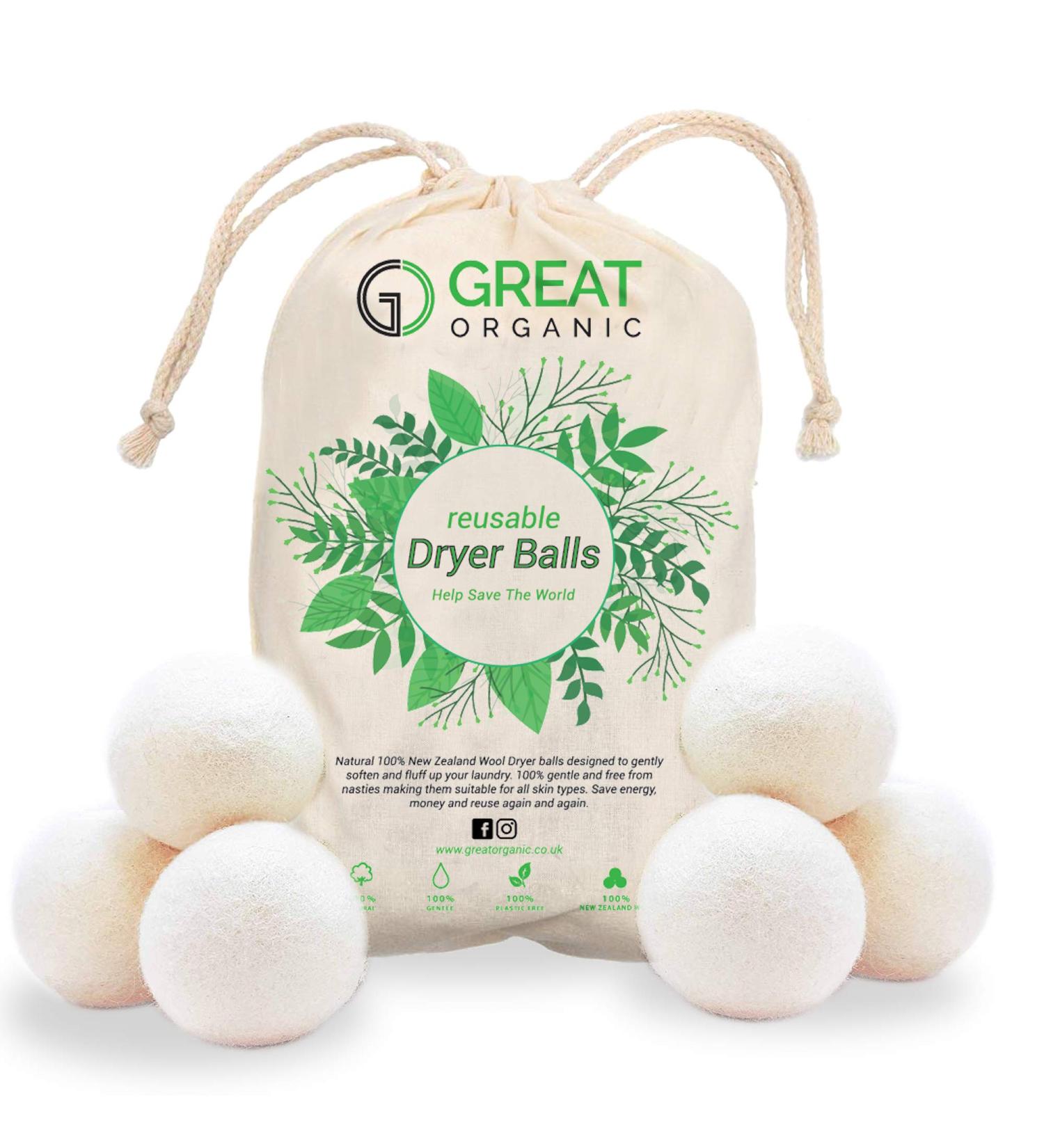 6 XL Organic Tumble Dryer Balls - 100% New Zealand Wool | Eco-Friendly Fabric Softener - Buy Online on SooperMarket.com