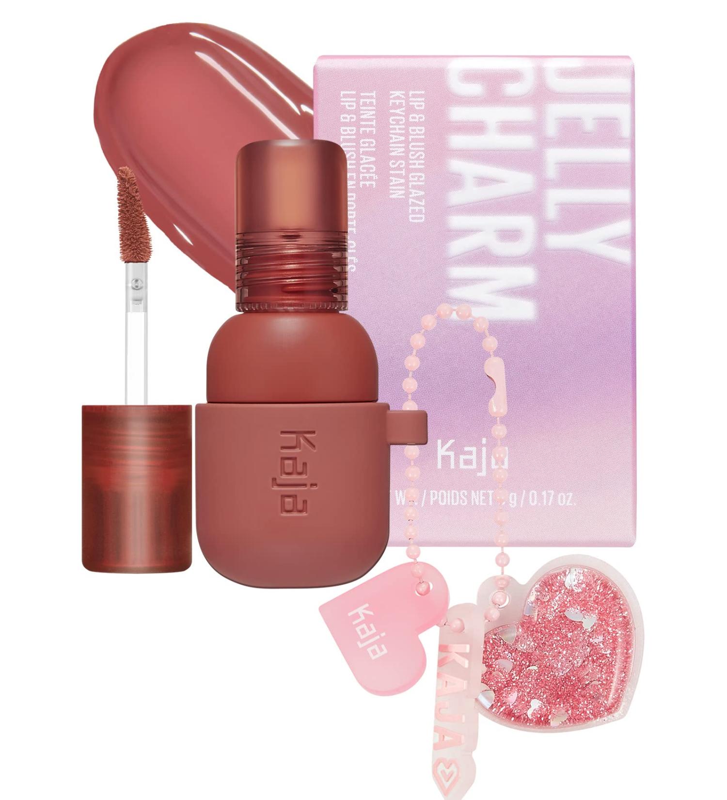Kaja Glazed Keychain Stain - Peach Fizz Lip & Blush with Triple Berry Complex | Long Lasting Hydrating Tint - Buy Online on SooperMarket.com
