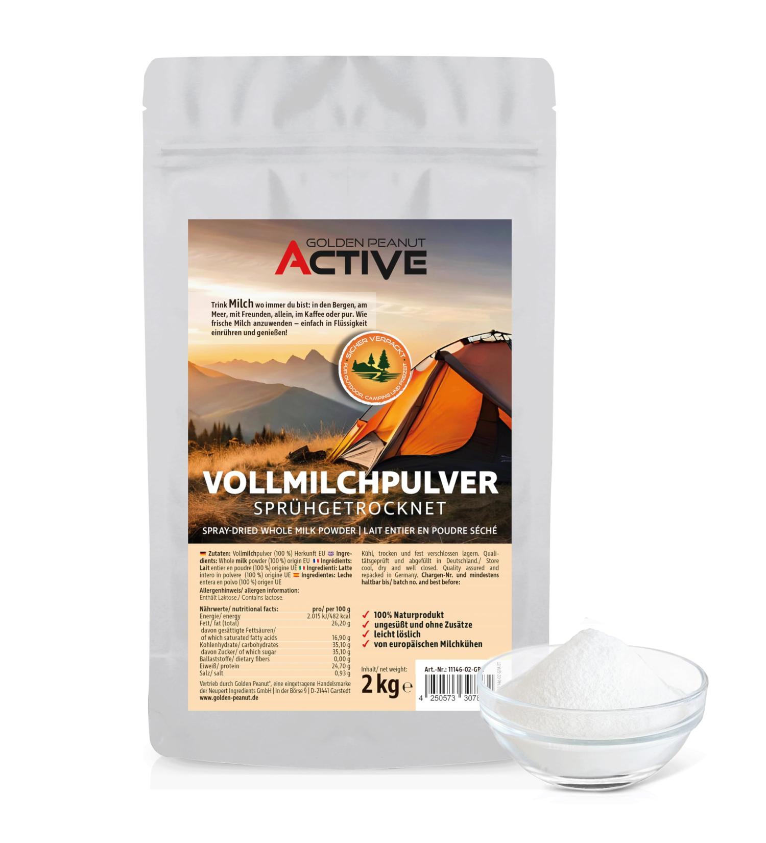 Golden Peanut Active Whole Milk Powder 2kg - Instant Spray Dried Milk for Camping & Travel | Buy Online - Buy Online on SooperMarket.com