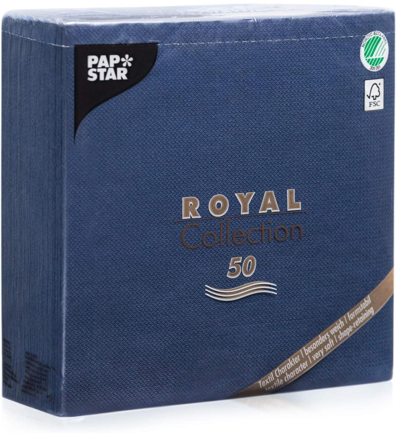 Buy 50 Dark Blue ROYAL Collection 1/4 Fold Napkins 40 cm x 40 cm | Premium Quality for Elegant Events | International Shipping Available - Buy Online on SooperMarket.com