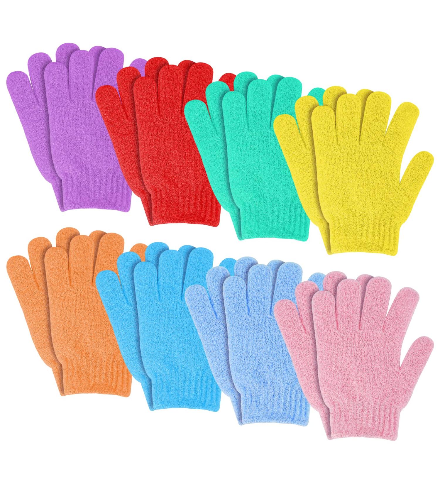 Sibba 8 Pair Exfoliating Gloves - Natural Loofah Wash Gloves for Body and Face - Dead Skin Remover - Double Sided Microfibre Scrubber - Buy Online on SooperMarket.com