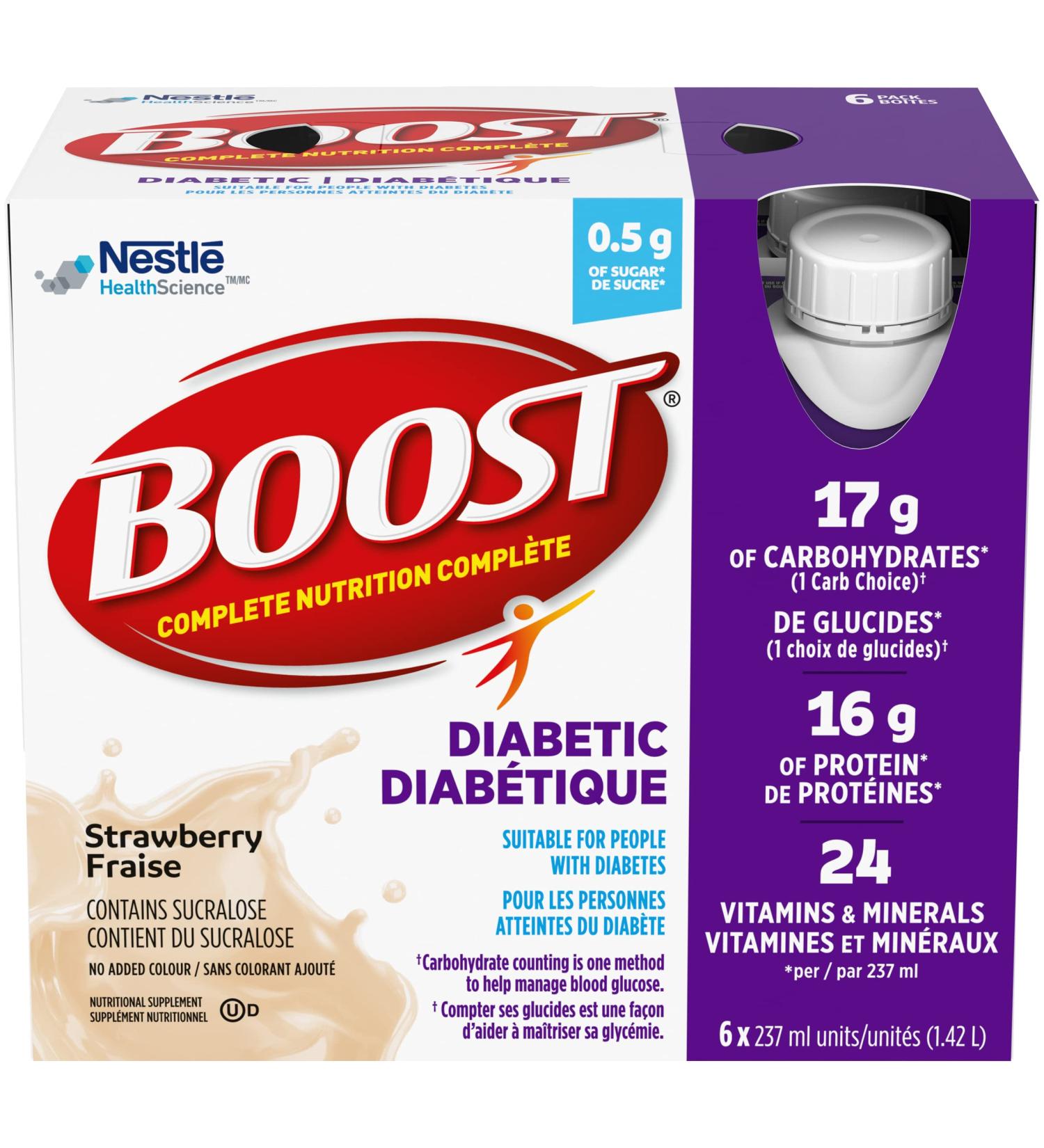 BOOST Diabetic Nutritional Supplement Strawberry 237 ml - Buy Online on SooperMarket.com