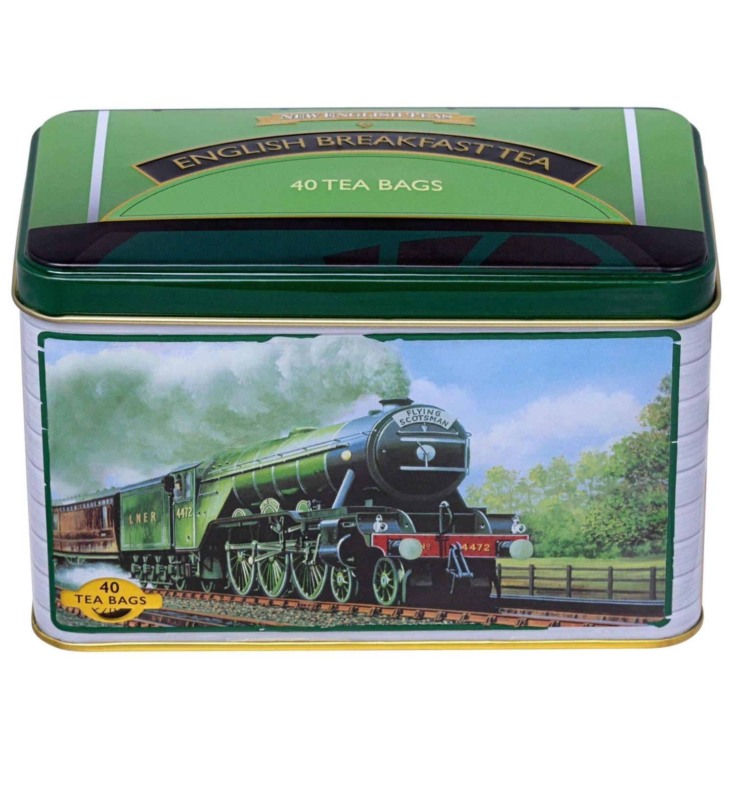 New English Teas Flying Scotsman Tea Caddy - 40 English Breakfast Teabags for Train Enthusiasts | English Breakfast Tea 40 Count - Buy Online on SooperMarket.com