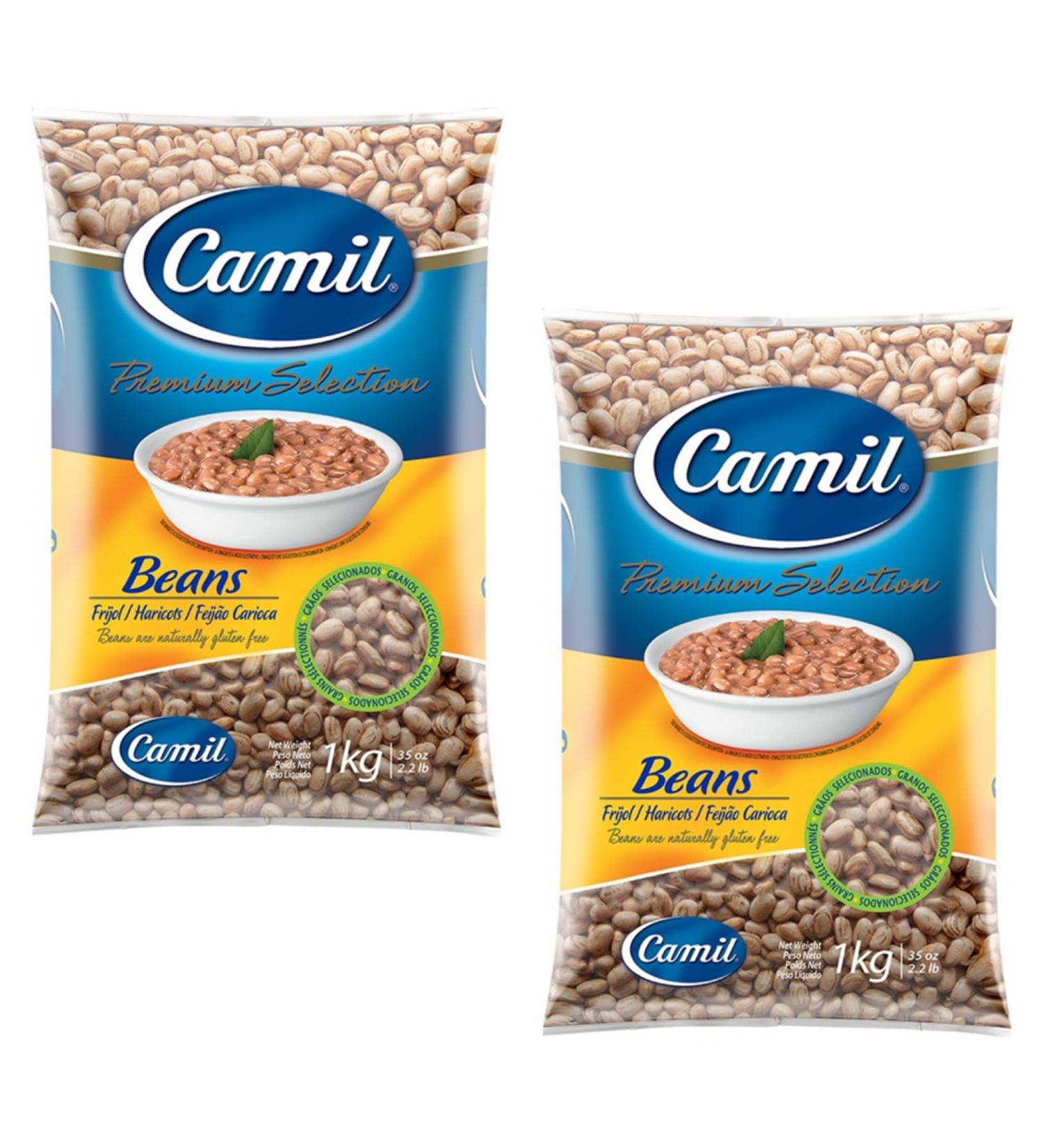 2 x Camil Brazilian Pinto Beans 1Kg | Premium Selection | Frijol Haricots Feijao Carioca | GMO Free | Naturally Gluten Free | Vegan | High Fibre & Protein - Buy Online on SooperMarket.com