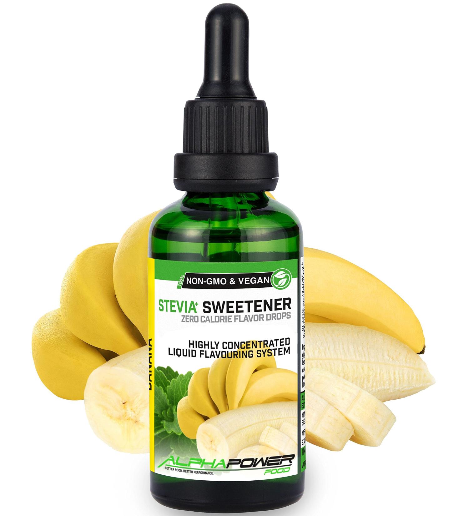 Alphapower Food Stevia Flavor Drops - Sugar-Free Banana Aroma 50ml | Natural Liquid Sugar Substitute for Smoothies Desserts & Muesli - Buy Online on SooperMarket.com