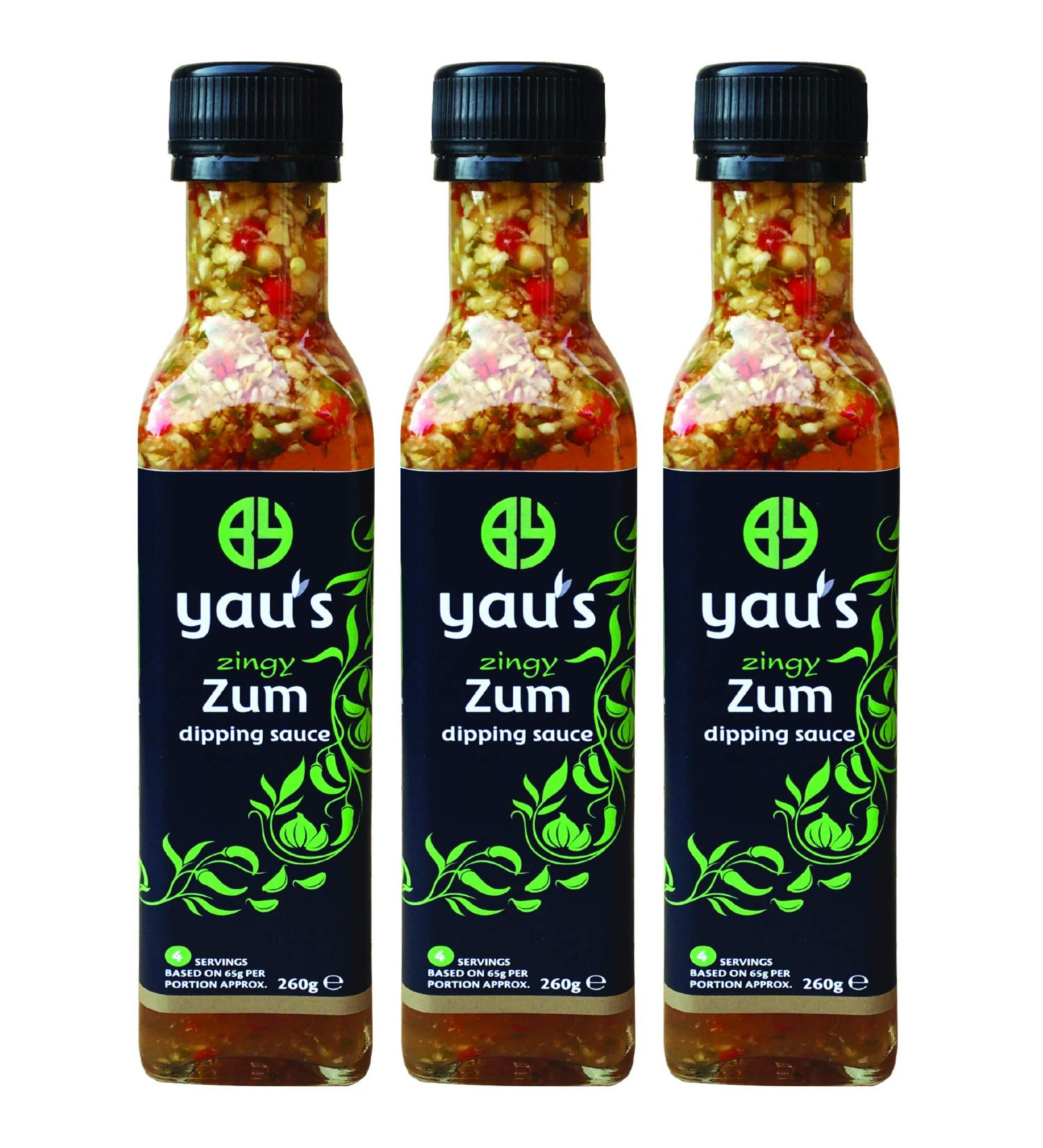 Yau's Zingy Zum Sauce Vietnamese Nouc Cham Family Recipe Zero-Fat Dressing an Alternative to Soy Sauce Made with Anchovies. Made with All Natural Ingredients. Zingy Zum is Gluten-Free. 3x260g - Buy Online on SooperMarket.com
