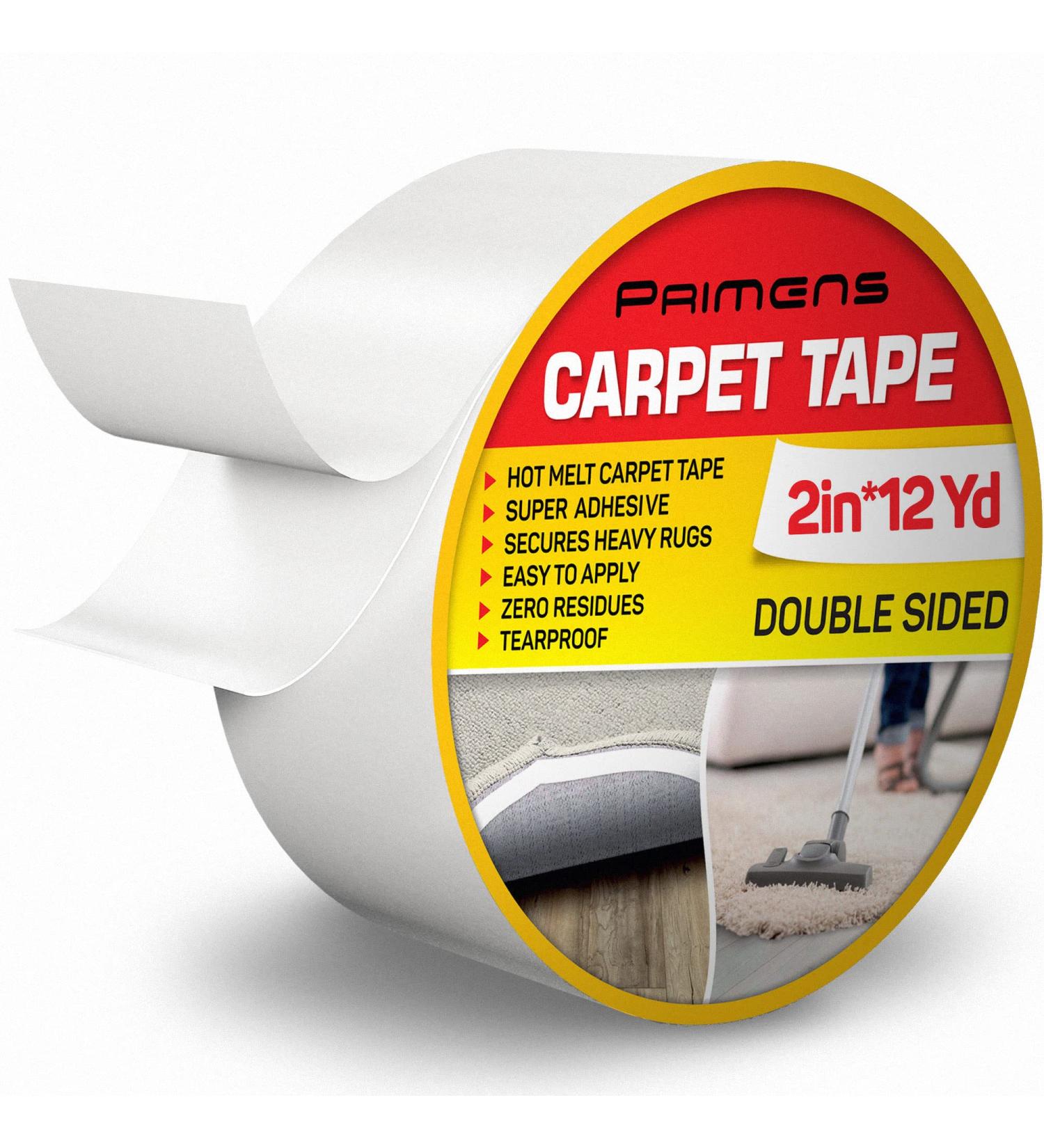 Double Sided Carpet Tape - Rug Grippers for Area Rugs & Hardwood Floors - Strong Adhesive, Residue-Free - 2 Inch x 12 Yards - Buy Online on SooperMarket.com