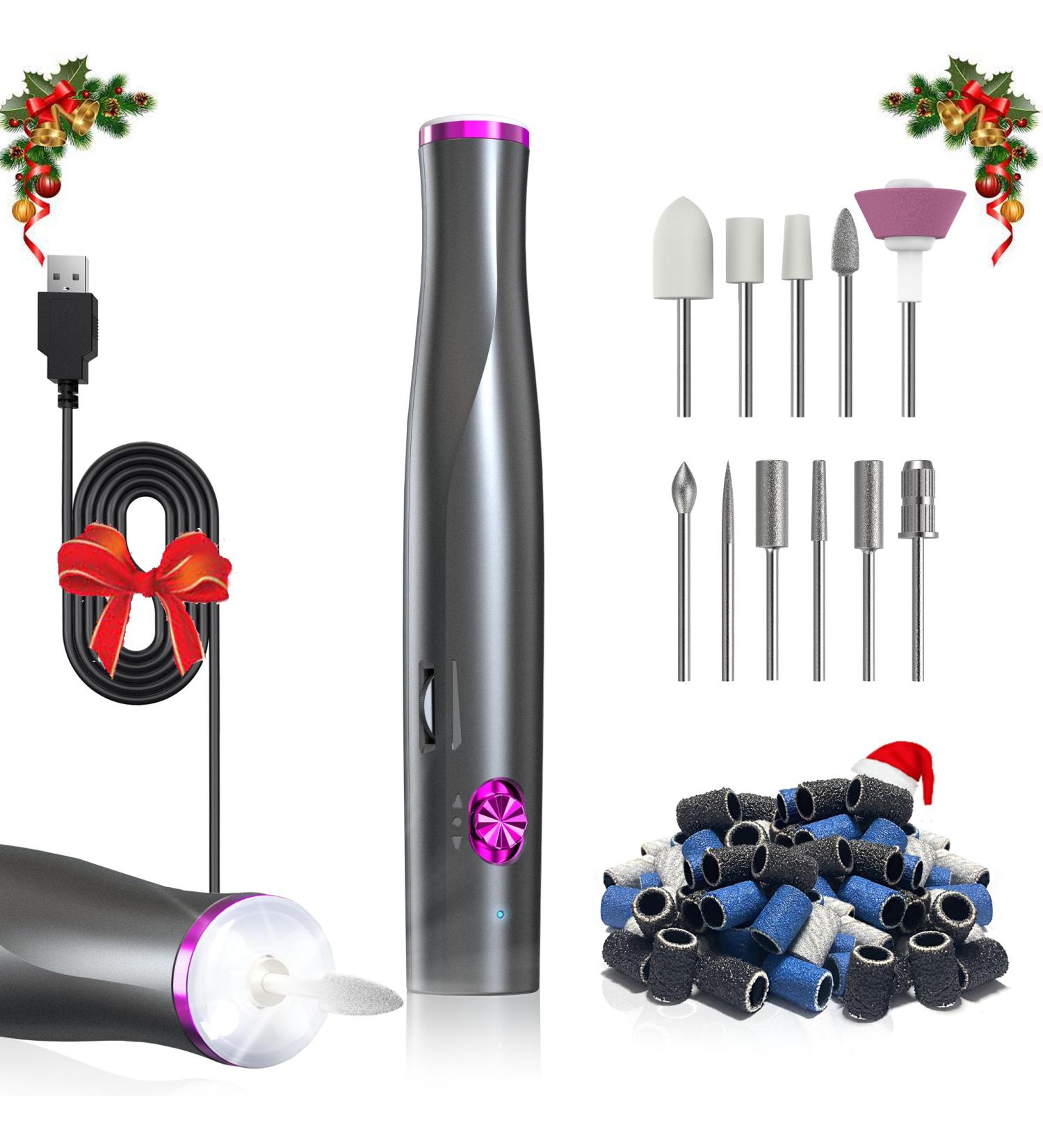Zoccee 11-in-1 Electric Nail Cutter with LED Light - Gel & Acrylic Nail Manicure Set 22000 RPM Gray - International Shipping Available - Buy Online on SooperMarket.com