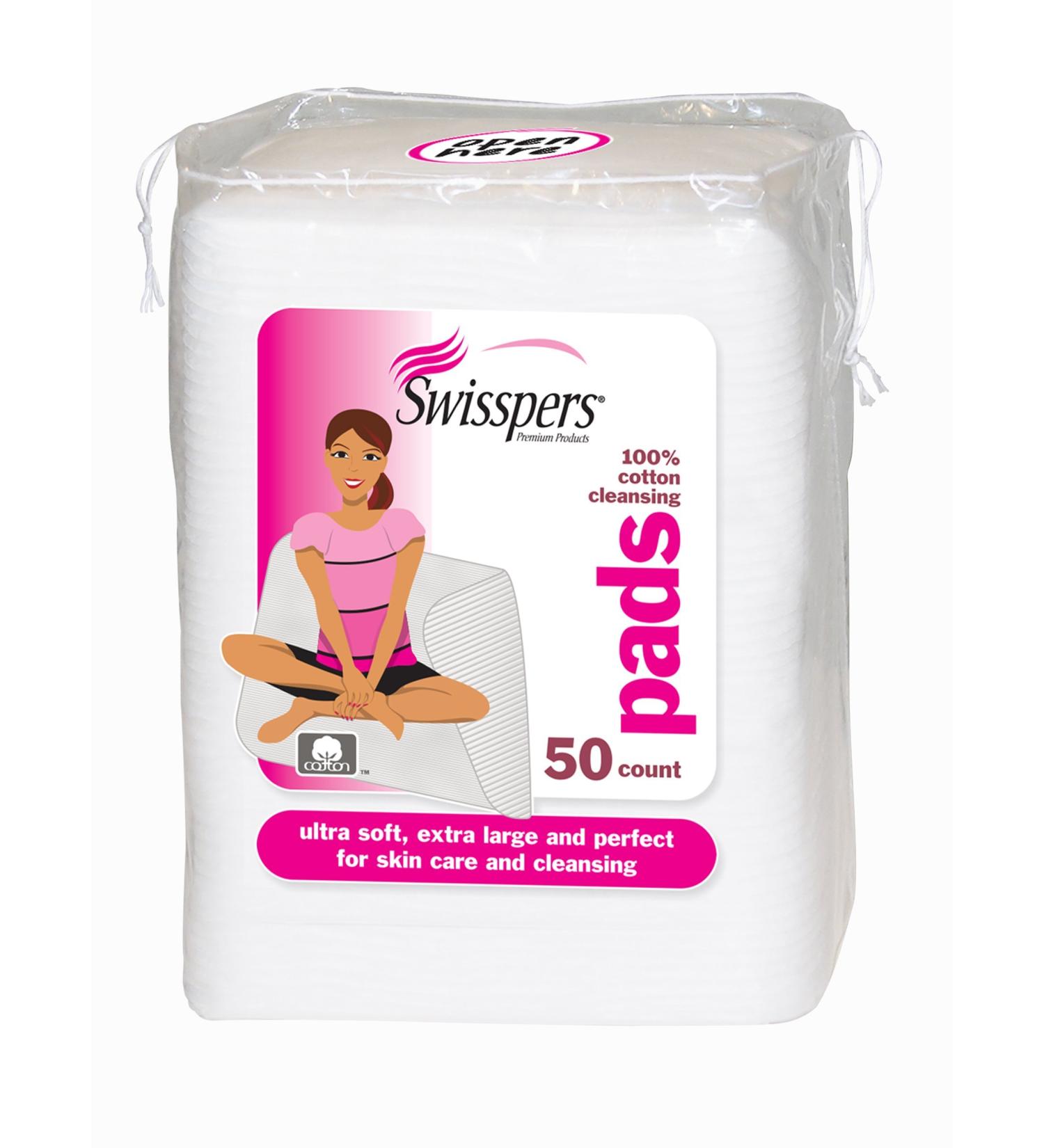 Swisspers Premium Ultra Soft Facial Cleansing Cotton Pads 50 ea (Pack of 8)