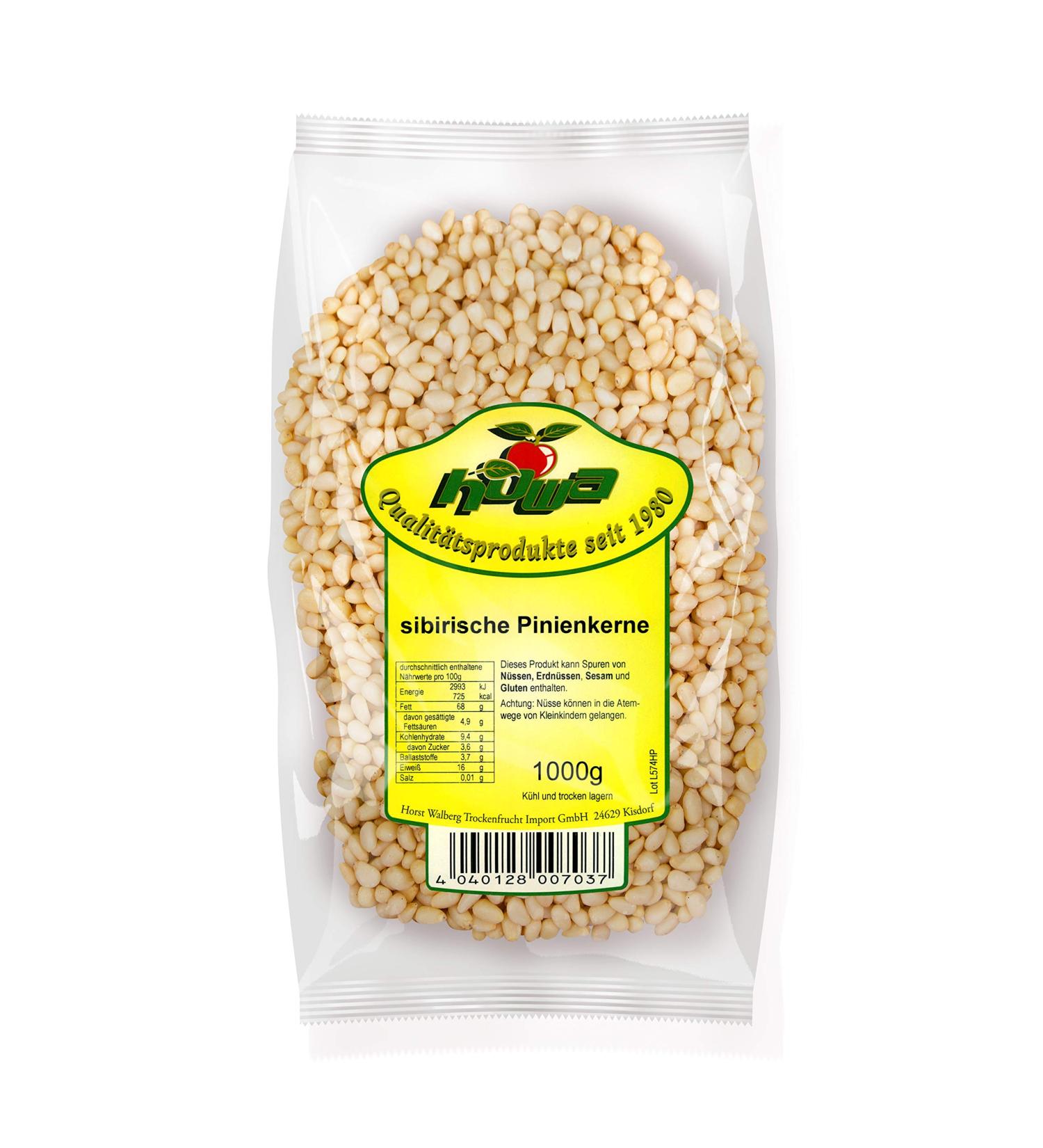 Organic Howa Cedar Kernels - Siberian Pine Nuts (1 kg) | Natural Additive-Free Snack for Cooking & Baking - Buy Online on SooperMarket.com