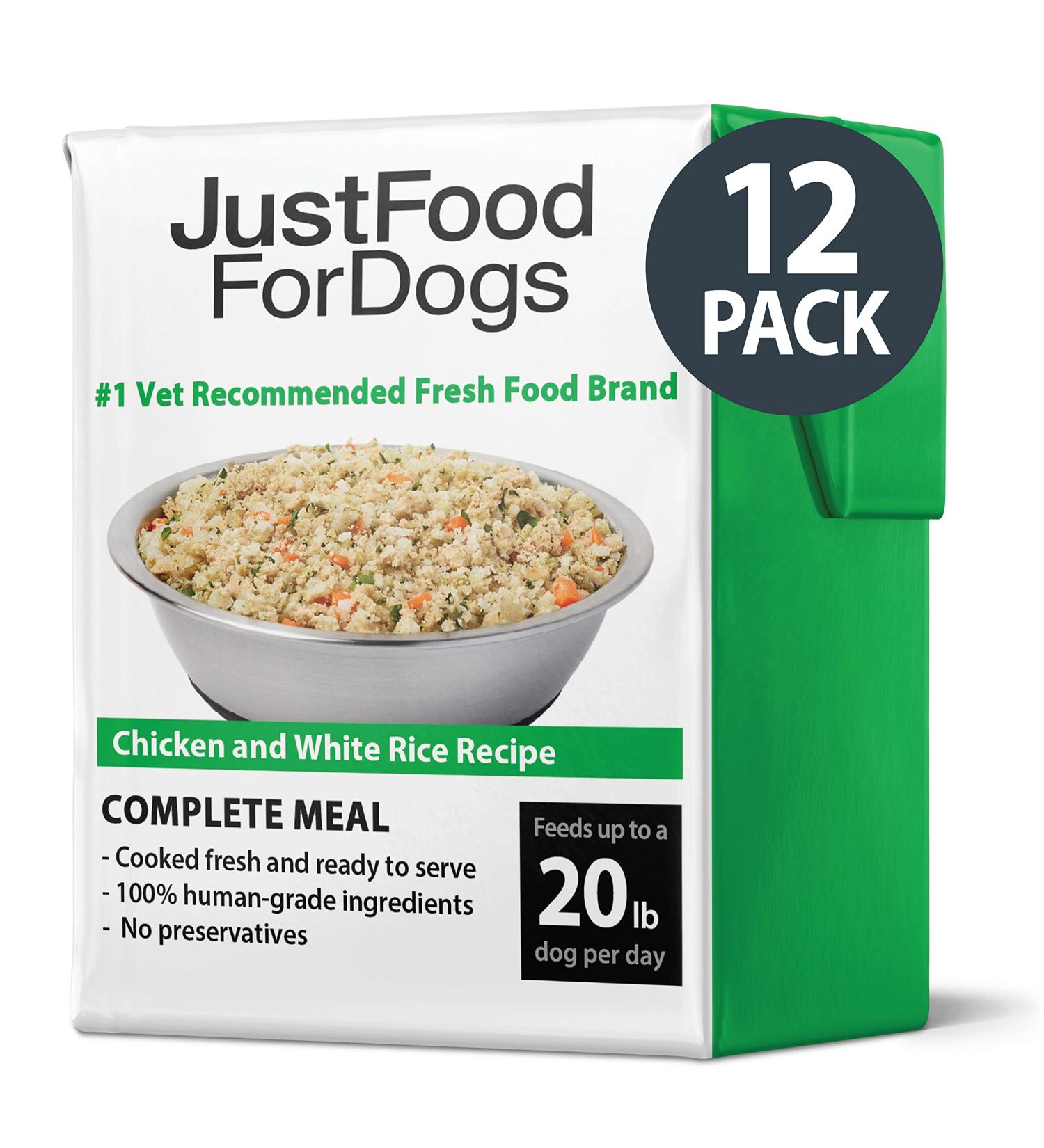 JustFoodForDogs Pantry Fresh Chicken & White Rice Wet Dog Food Pouches - Pack of 12 | Human Quality Ingredients | Natural & Ready to Serve Soft Food for Dogs - Buy Online on SooperMarket.com