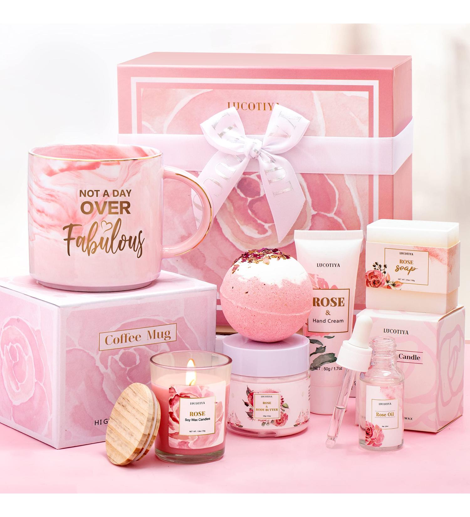 Birthday Gifts for Women Best Relaxing Spa Gifts Baskets Box for Her Wife Mom Best Friend Mother Grandma Bday Bath and Body Kit Sets Self Care Present Beauty Products Package Rose Scent - Buy Online on SooperMarket.com
