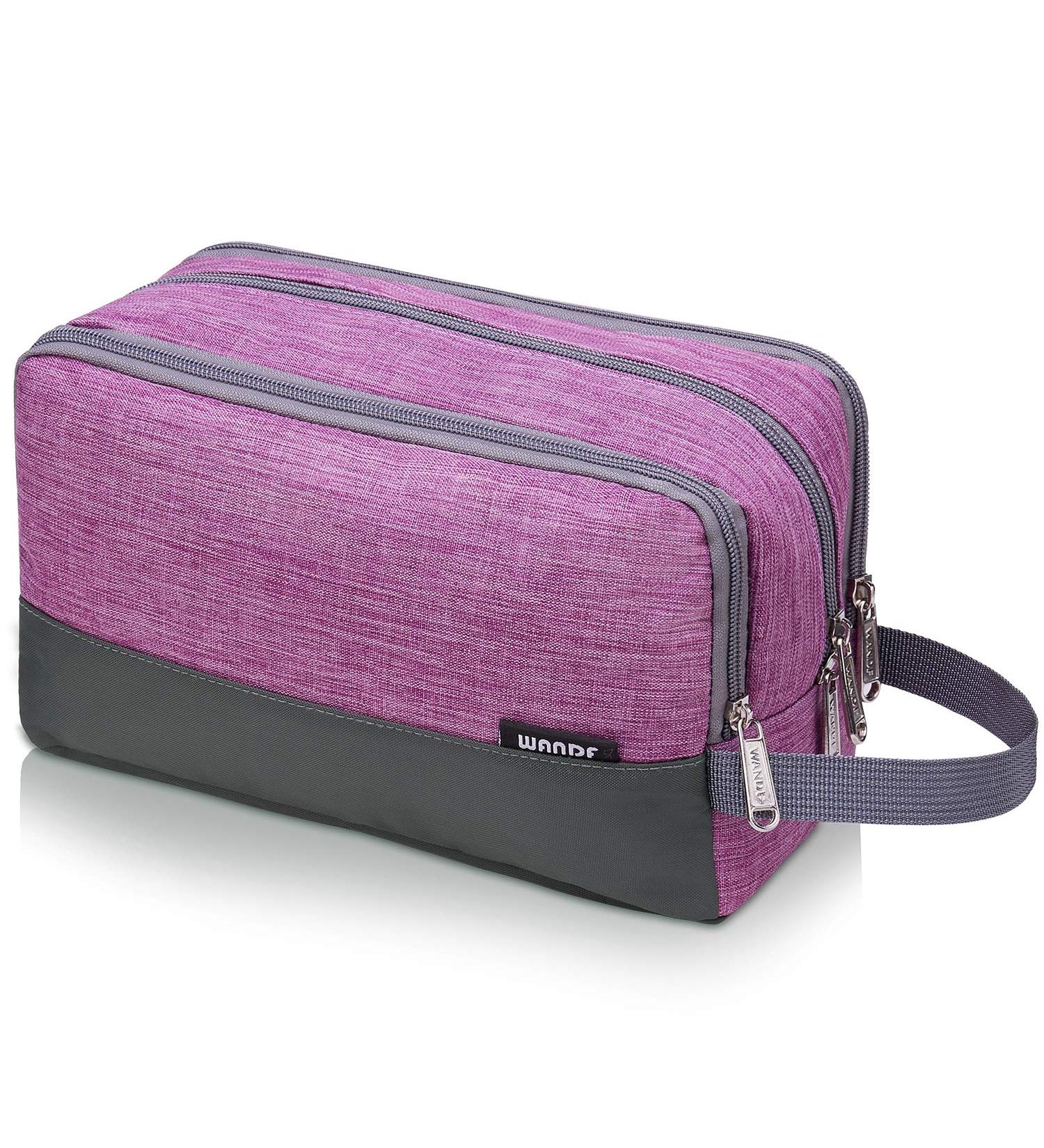 WANDF Toiletry Bag Water-Resistant Nylon Travel Wash Bag Lightweight Dopp Kit for Men and Women (A-Light Purple) - Buy Online on SooperMarket.com