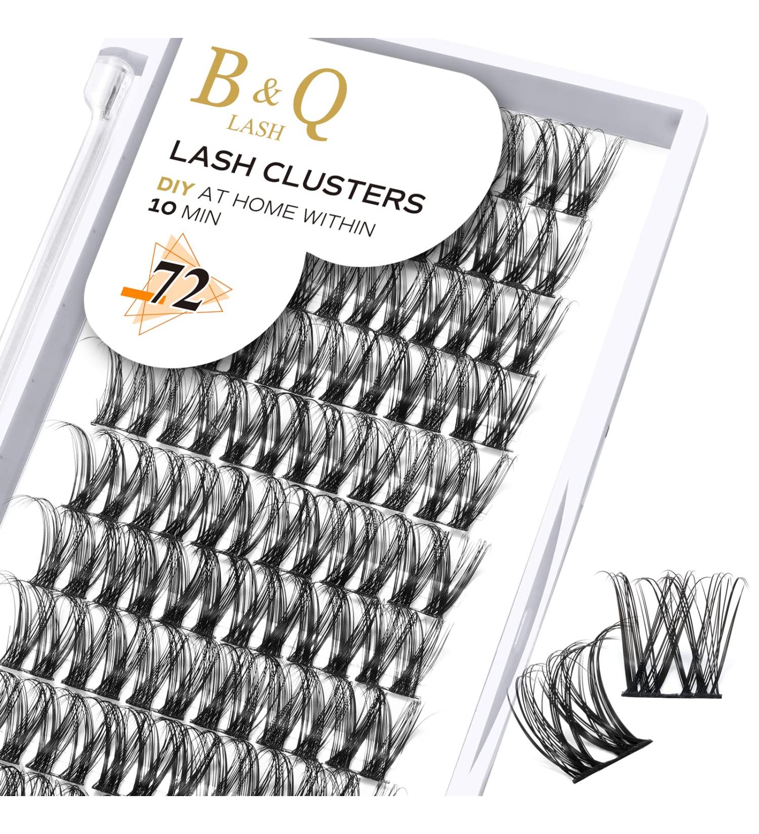 72pcs D Curl Individual Cluster Lashes | Natural Soft Fluffy DIY Lash Extensions | B&Q Cluster Lashes (D-12mm B46) - Buy Online on SooperMarket.com