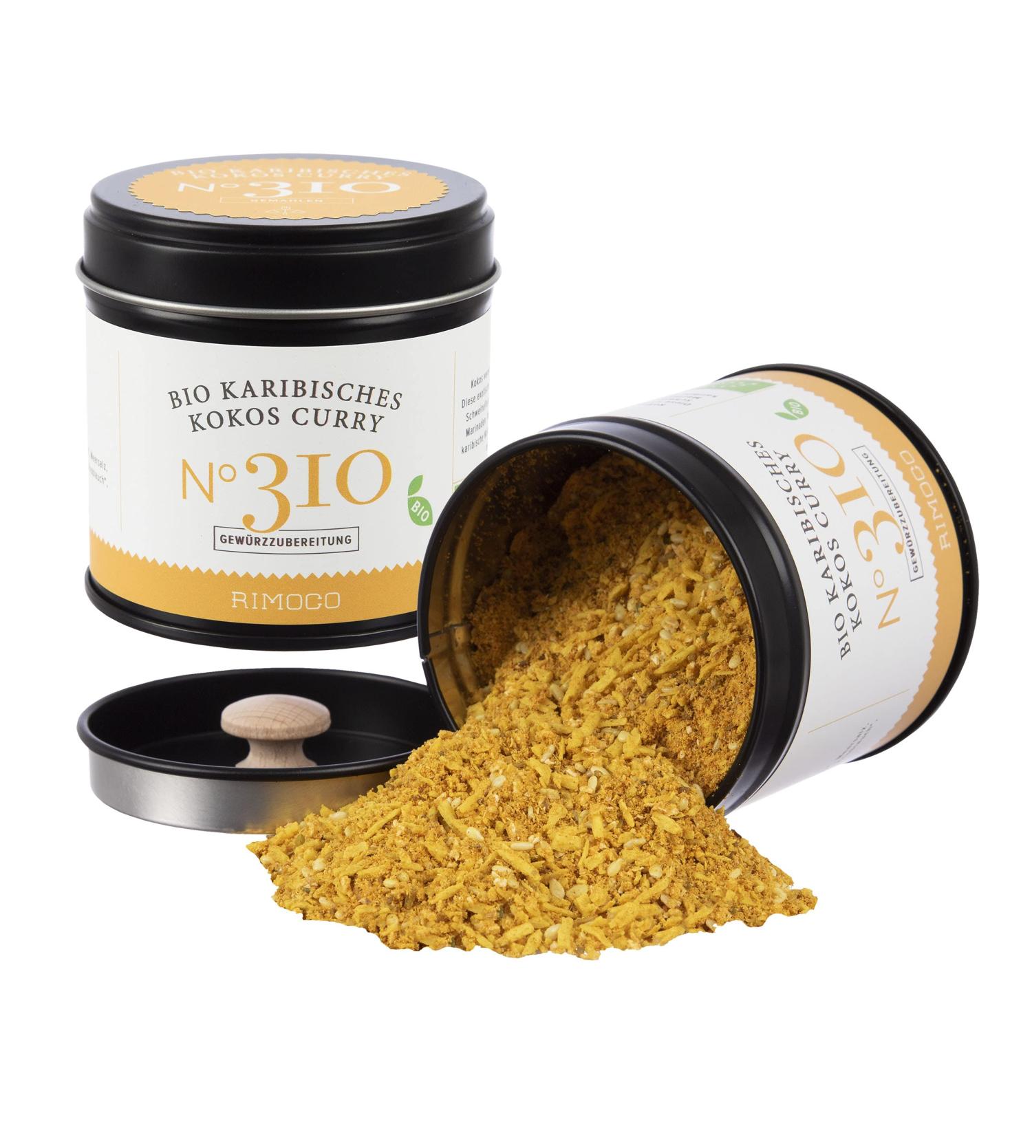 Rimoco N 310 Bio Caribbean Coconut Curry - Spicy Fruity Freshness | Organic (DE- KO-007) | 60g Elegant Spice Jar - Buy Online on SooperMarket.com