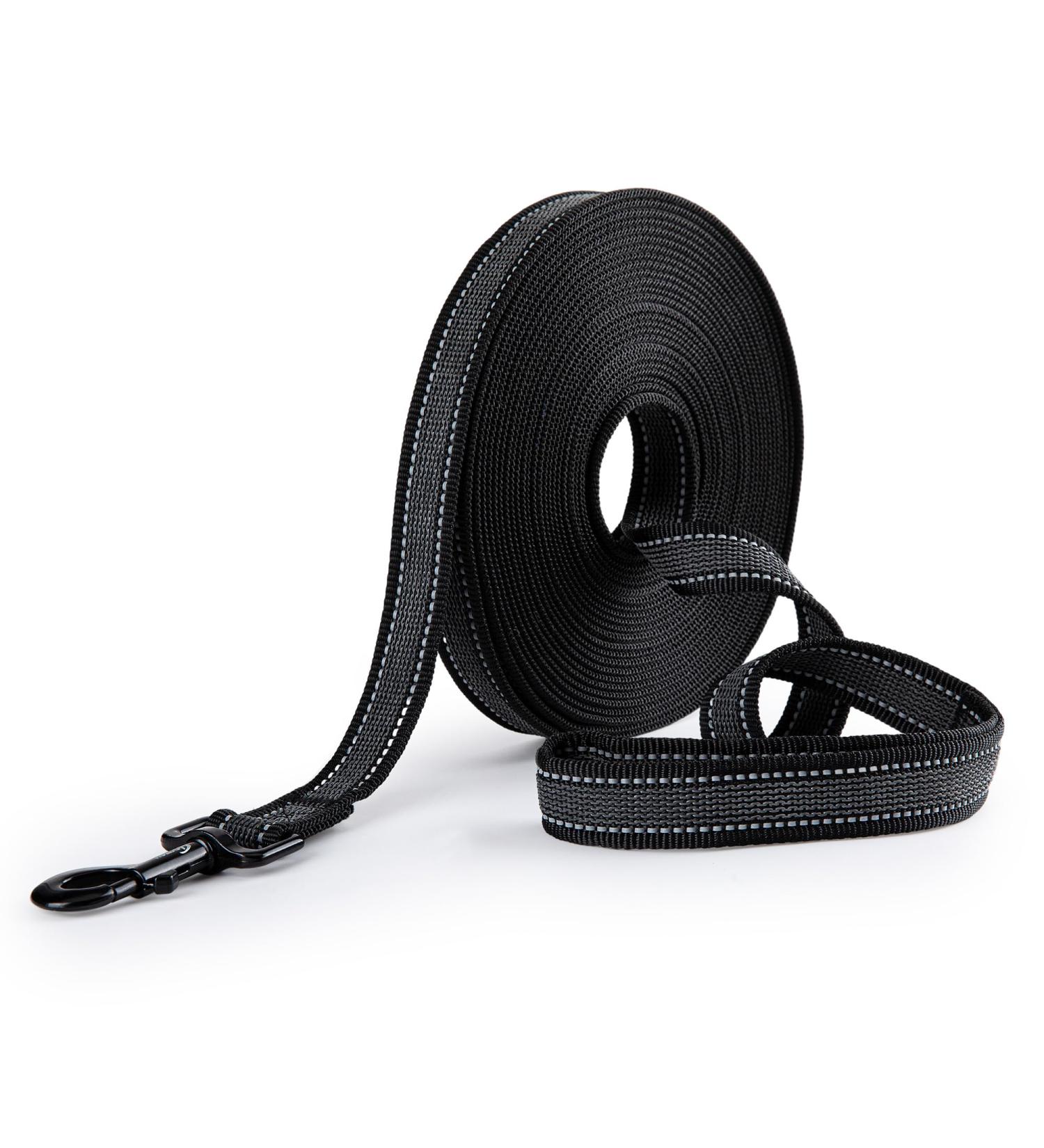 Toozey Adjustable Long Line Leash 10m Black - Non-Slip Recall Lead for Tracking, Camping, and Play | Padded Handle, Storage Bag | Robust Dog Training Lead - Buy Online on SooperMarket.com