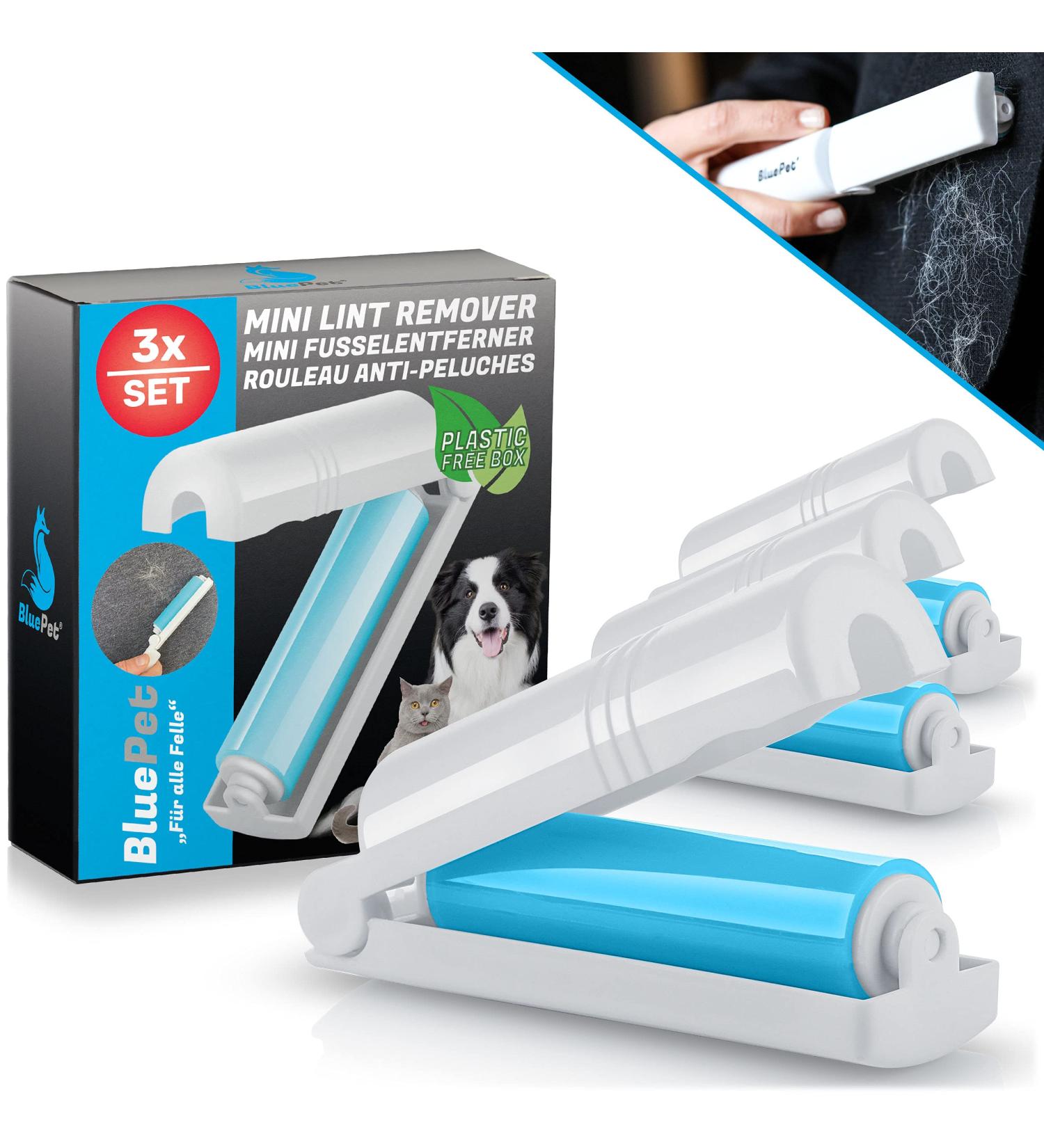 Bluepet 3x Widerverwendbare Mini Lint Roll - Sustainable Animal Hair Remover for Dog & Cat Hair - Washable & Portable - Perfect for Travel - Buy Online on SooperMarket.com