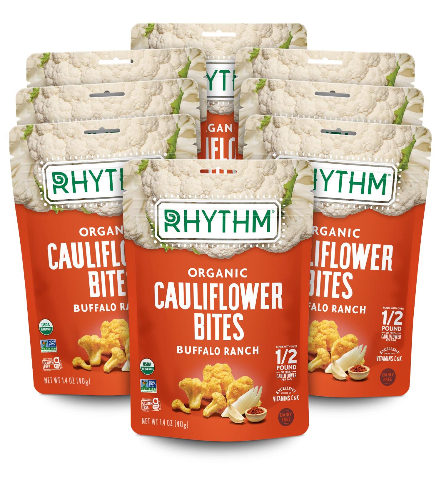 Rhythm Superfoods Organic Buffalo Ranch Cauliflower Bites - Gluten Free, 1.4 oz (Pack of 8) - Buy Online on SooperMarket.com